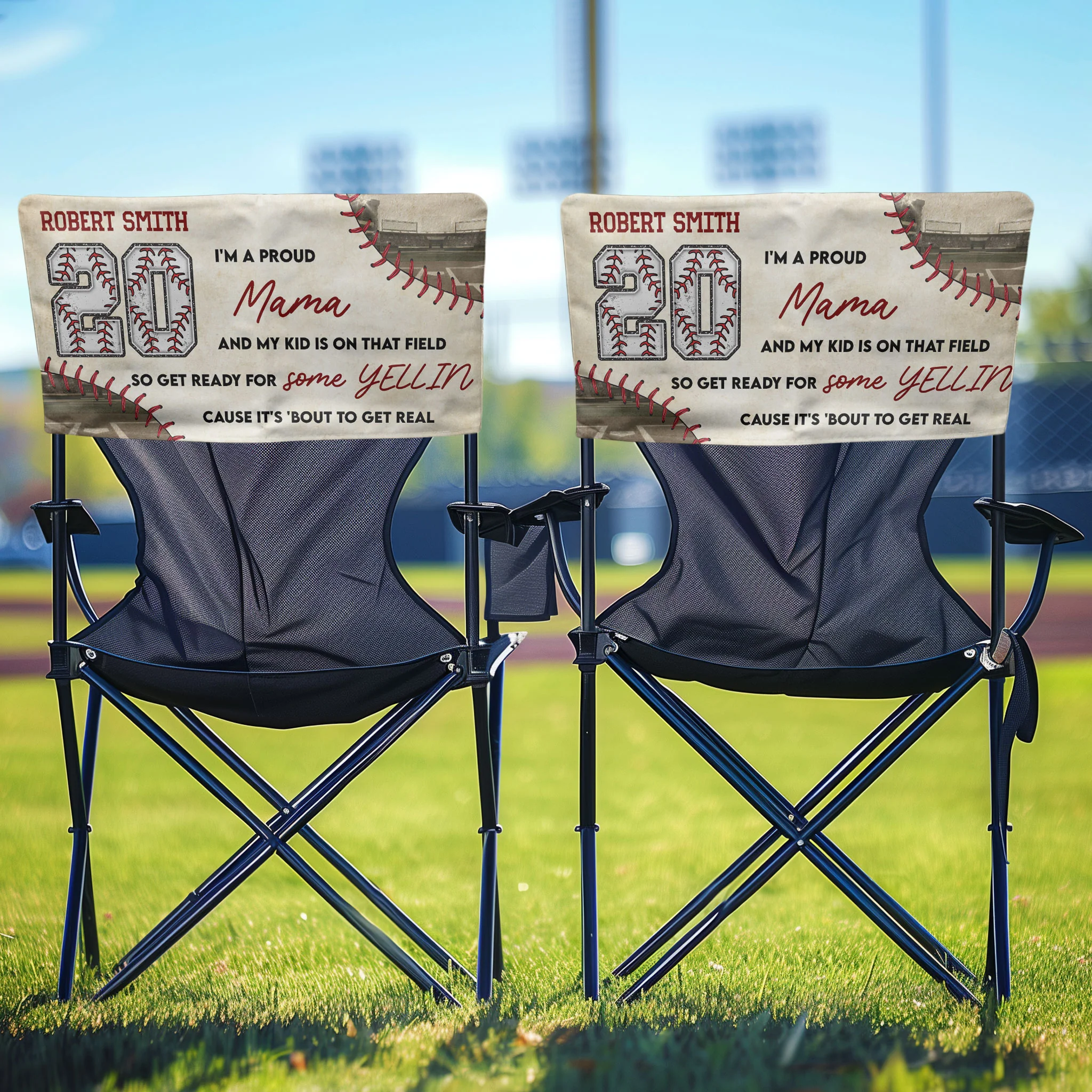 I'm A Proud Baseball Mama - Personalized Folding Chair Cover - Image 2