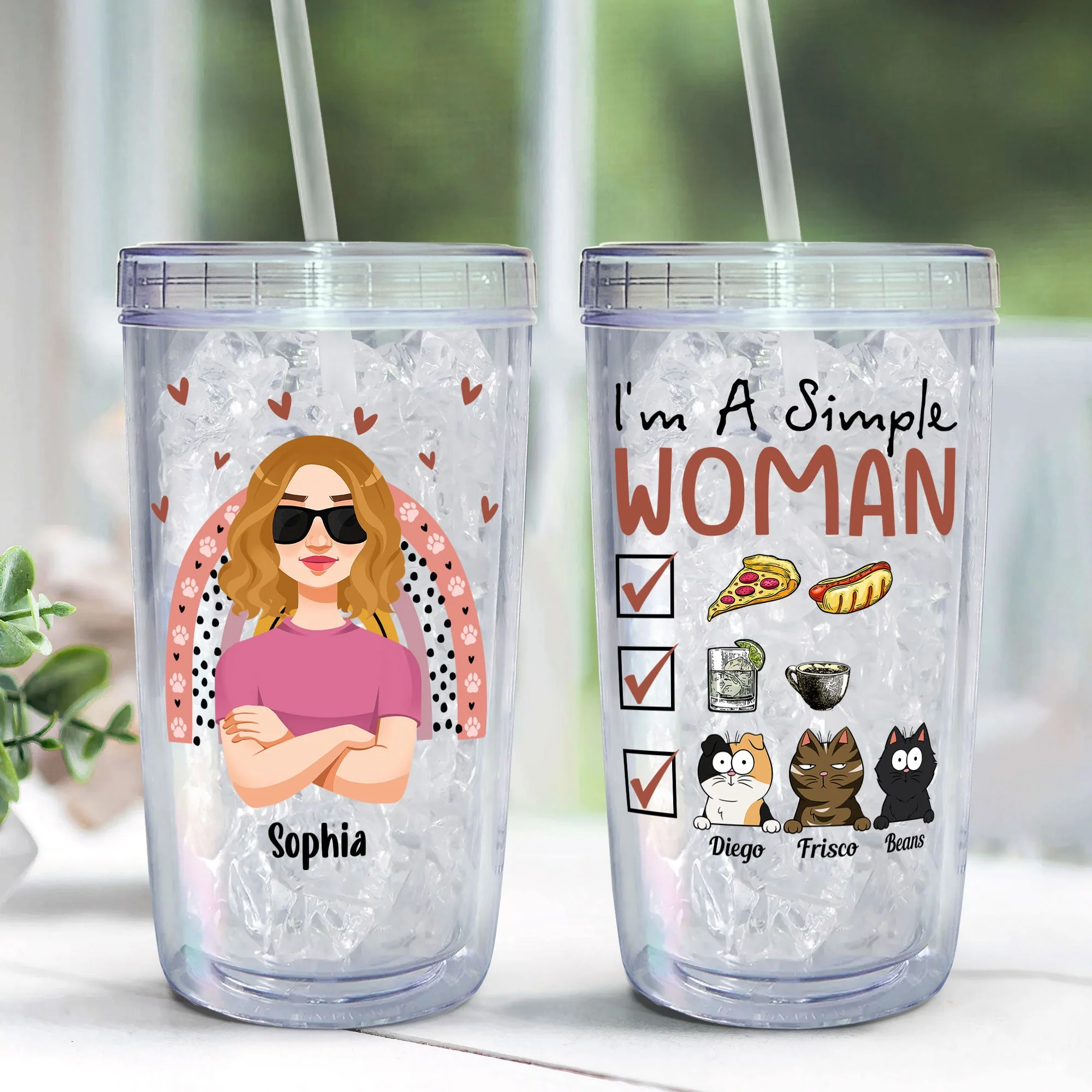 I'm A Simple Woman - Personalized Acrylic Tumbler With Straw - Image 3
