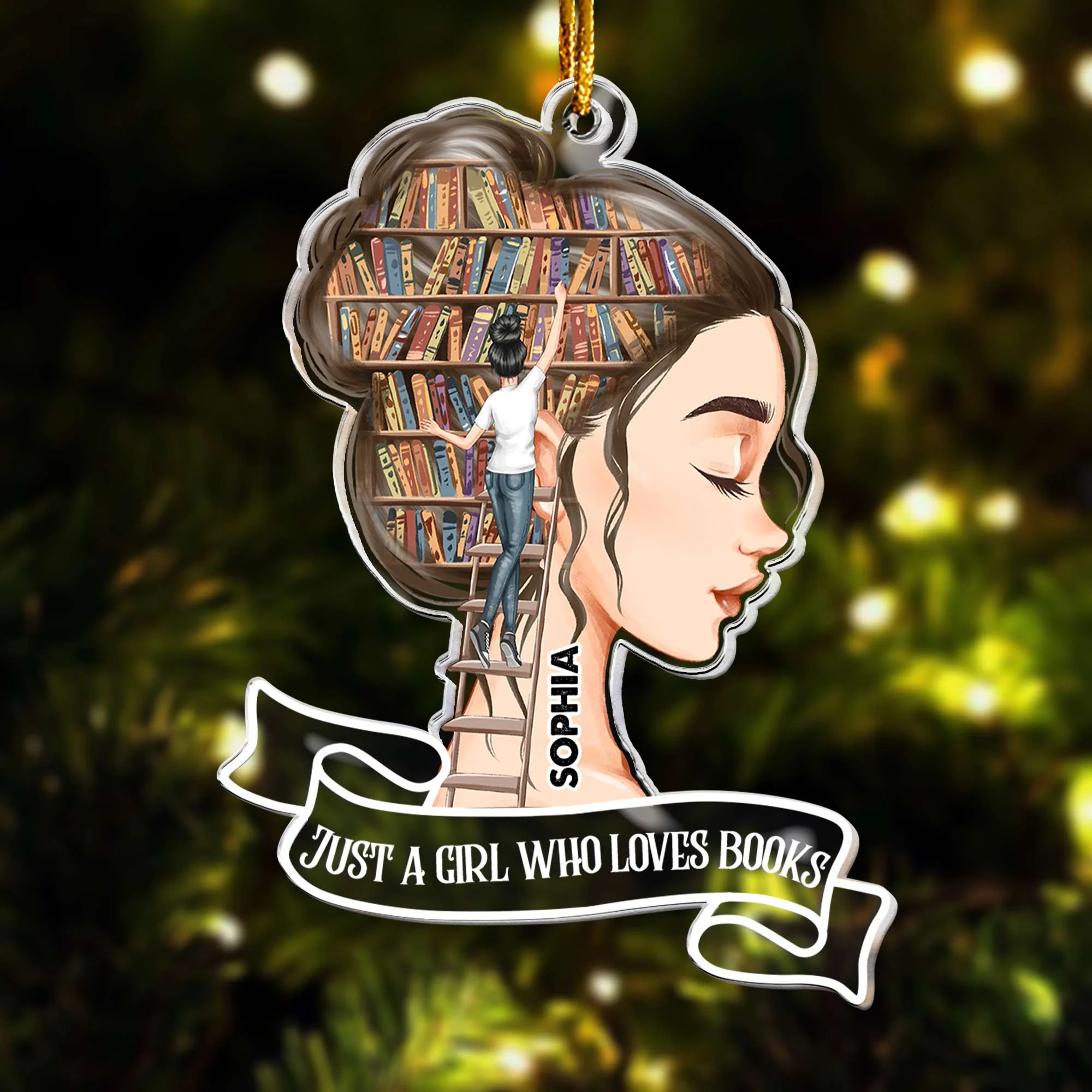 I'm All Booked For Christmas - Personalized Acrylic Ornament - Image 3