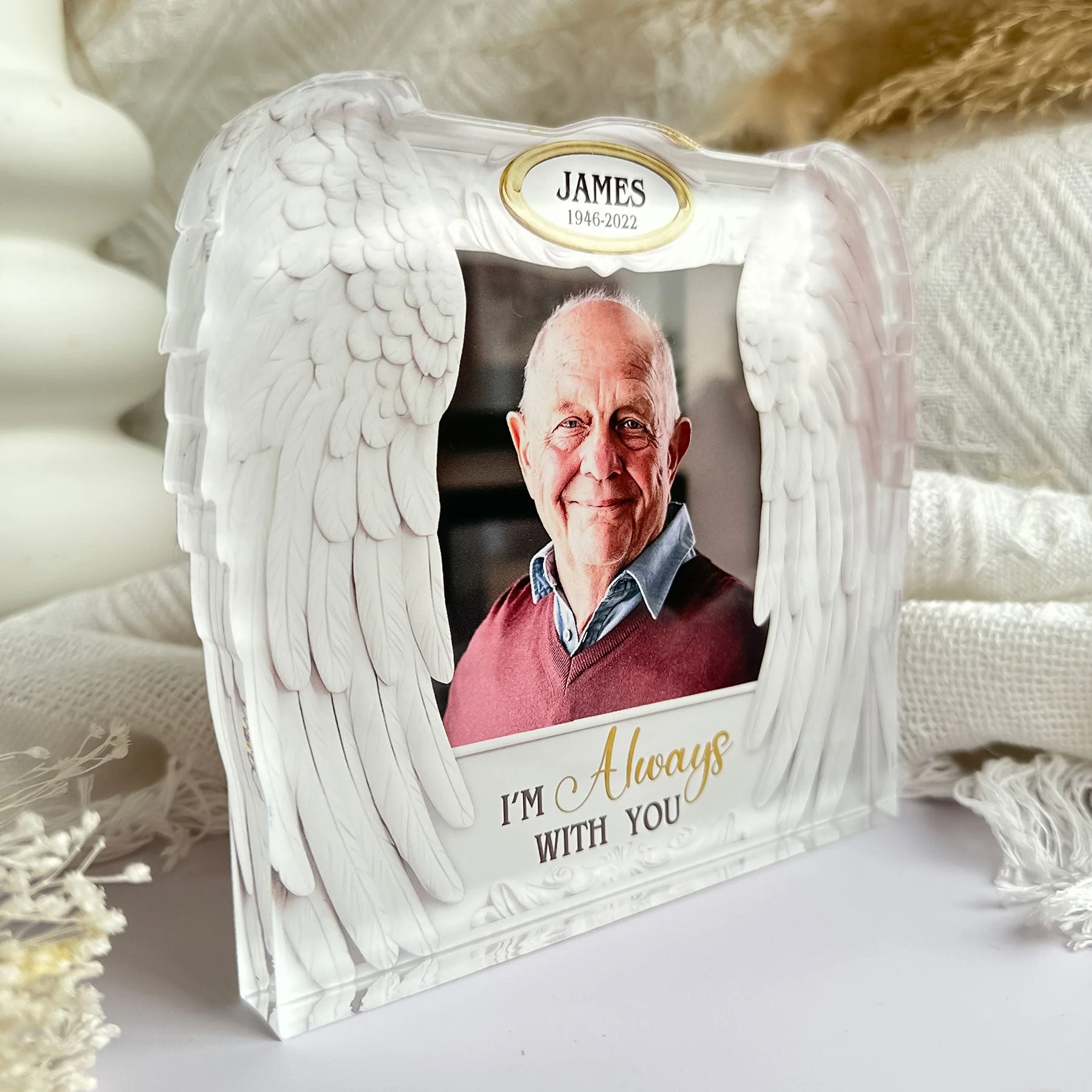 I'm Always With You Angel Wings - Personalized Acrylic Photo Plaque - Image 4