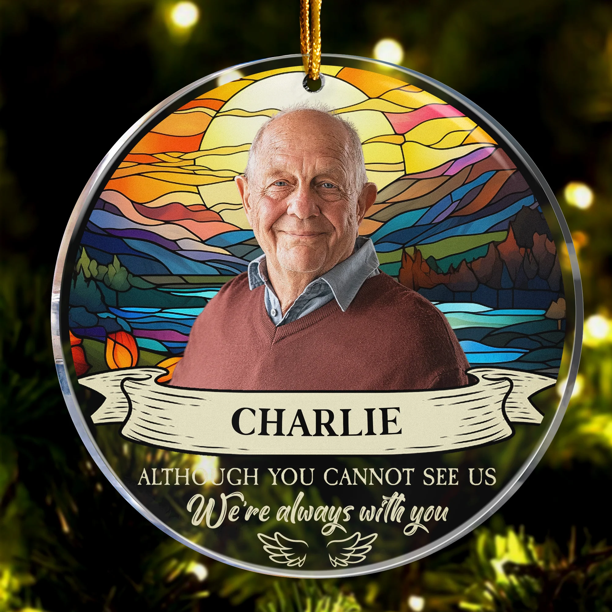 I'm Always With You Custom Portrait Memorial - Personalized Acrylic Photo Ornament - Image 2