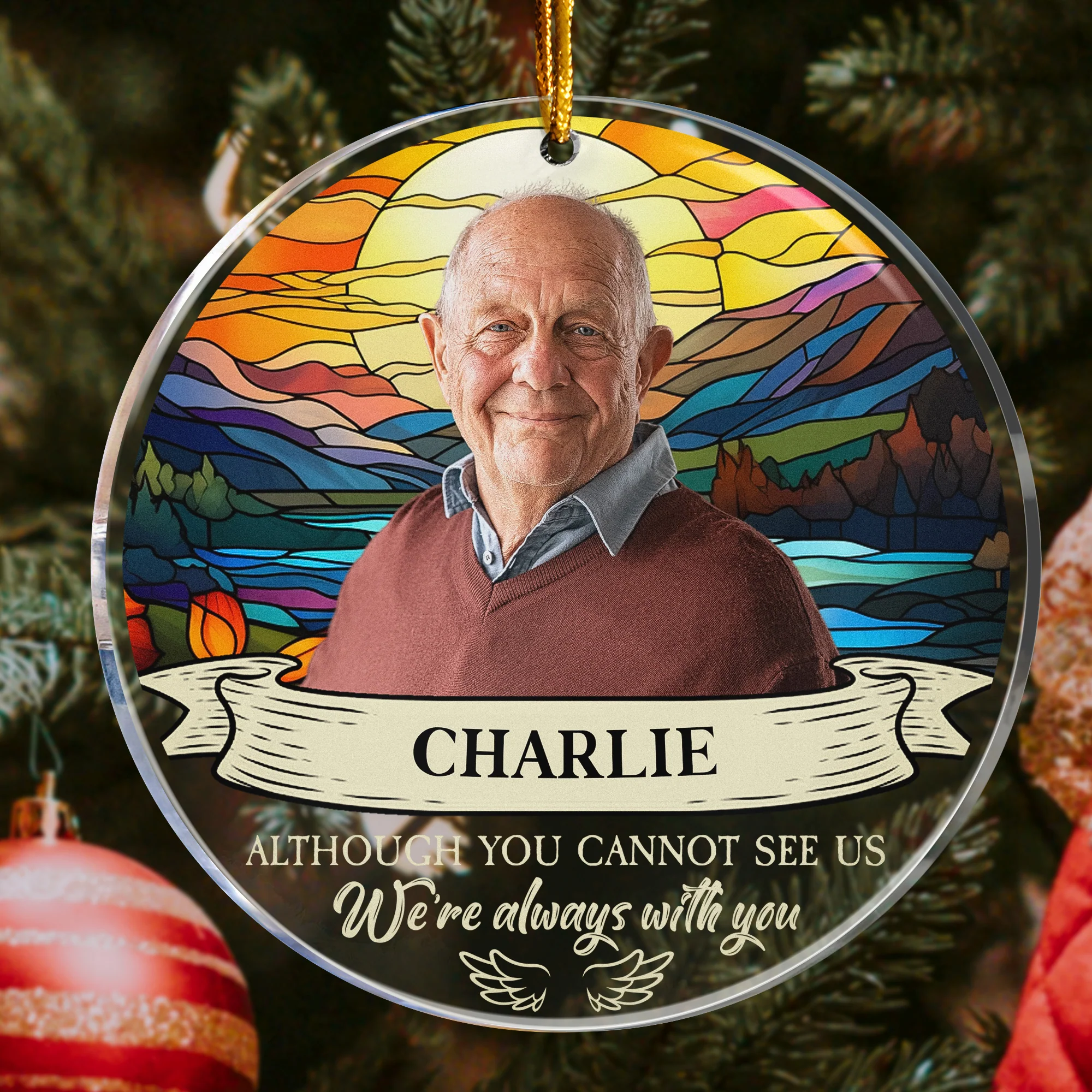 I'm Always With You Custom Portrait Memorial - Personalized Acrylic Photo Ornament - Image 4