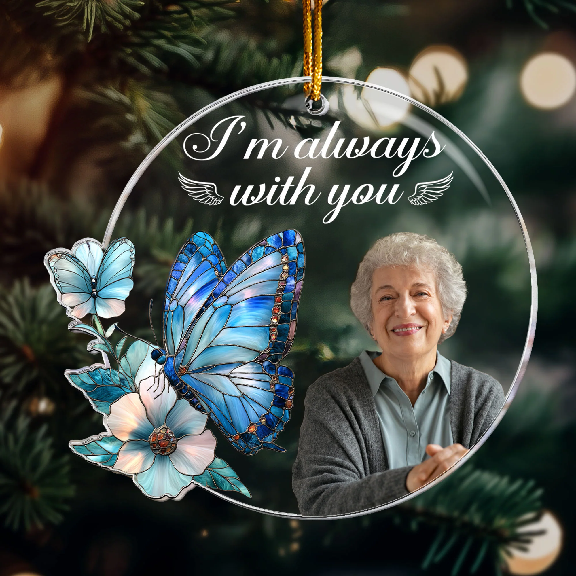 I'm Always With You Heaven Memorial - Personalized Acrylic Photo Ornament - Image 4