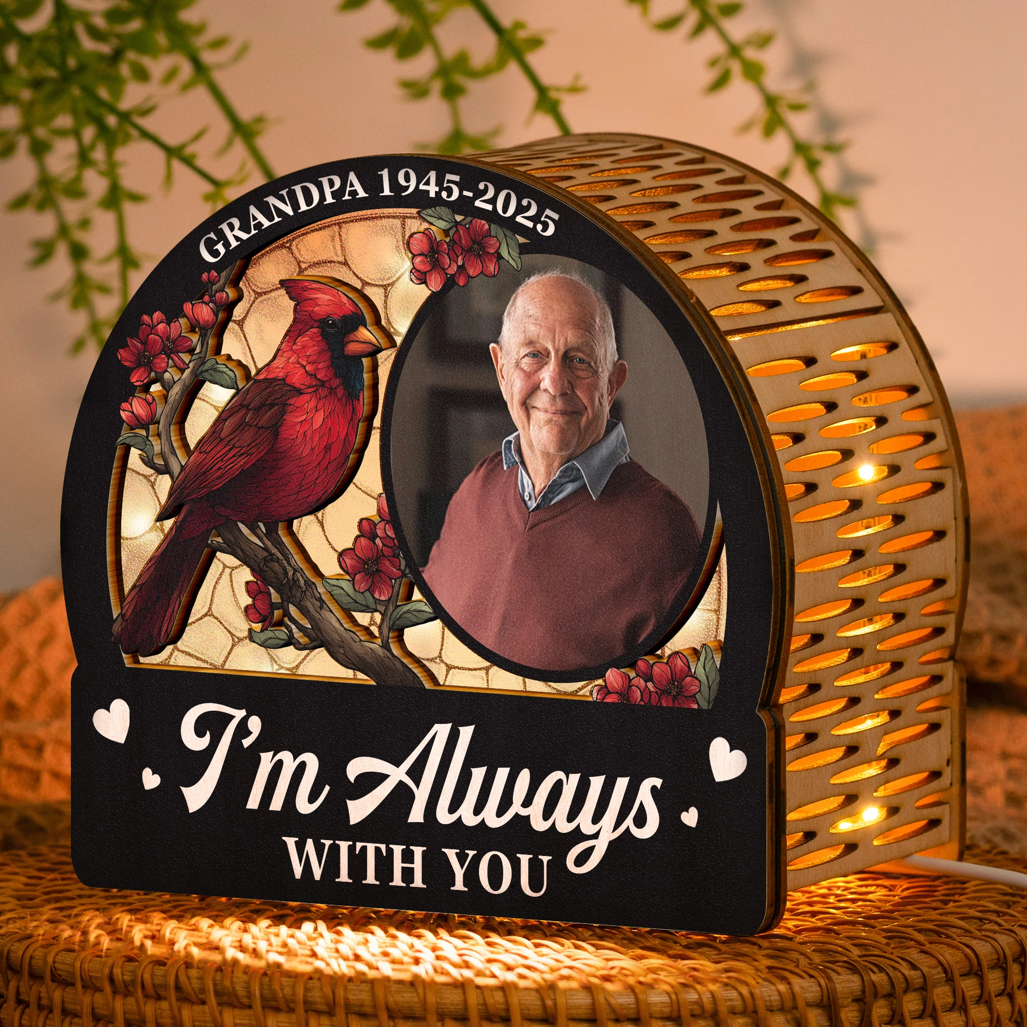 I'm Always With You Memorial Gift - Personalized Photo Lantern Night Light - Image 2