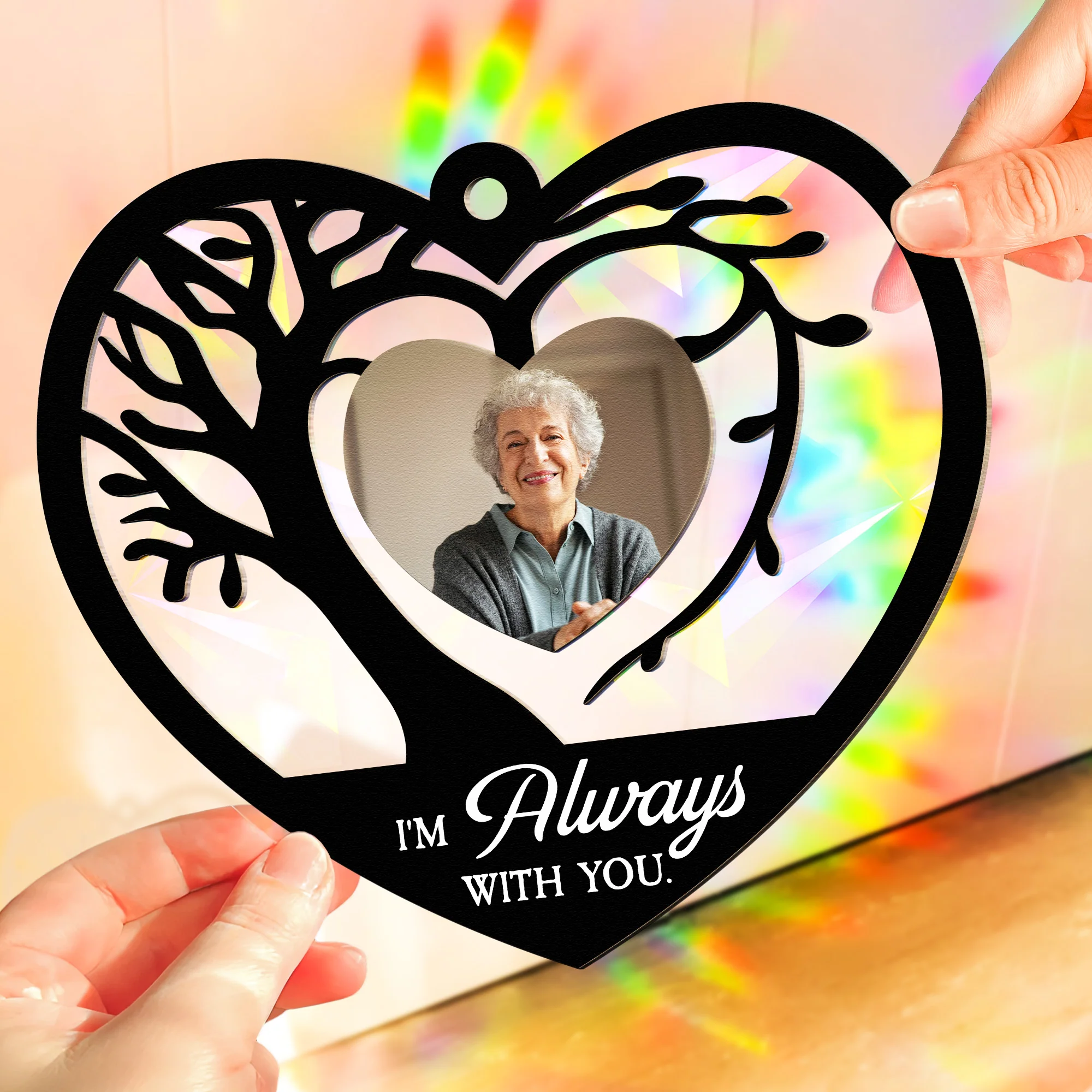 I'm Always With You Memorial Gifts - Personalized Rainbow Suncatcher - Image 2