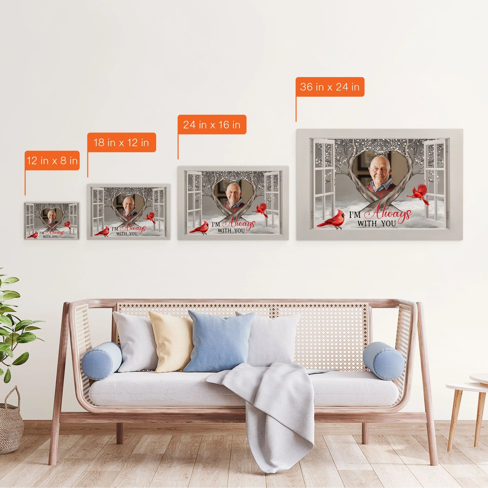 I'm Always With You Memorial Gifts - Personalized Wrapped Photo Canvas - Image 6