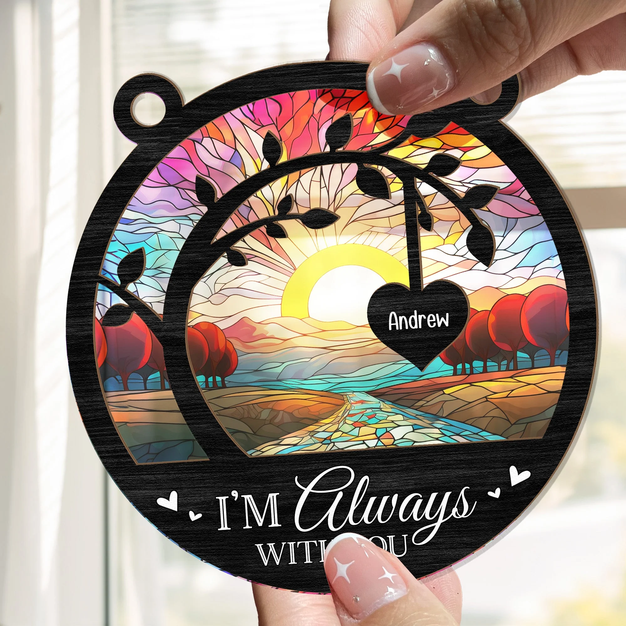 I'm Always With You Memorial Tree - Personalized Window Hanging Suncatcher Ornament - Image 2