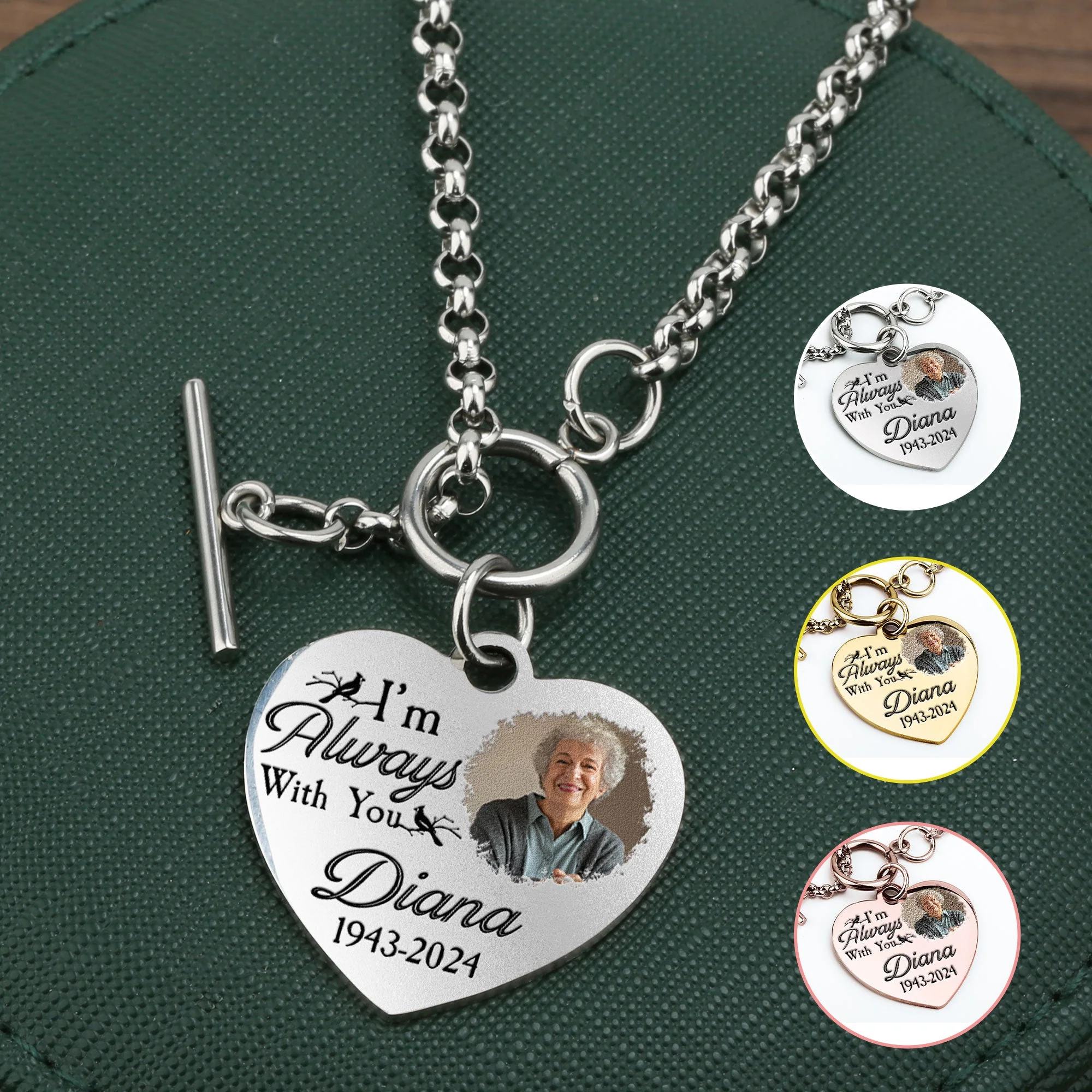 I'm Always With You New Version - Personalized Photo Heart Bracelet - Image 4