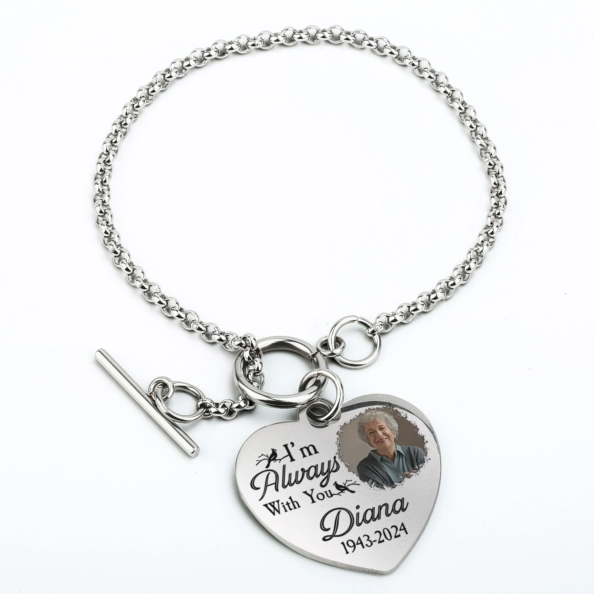 I'm Always With You New Version - Personalized Photo Heart Bracelet - Image 7