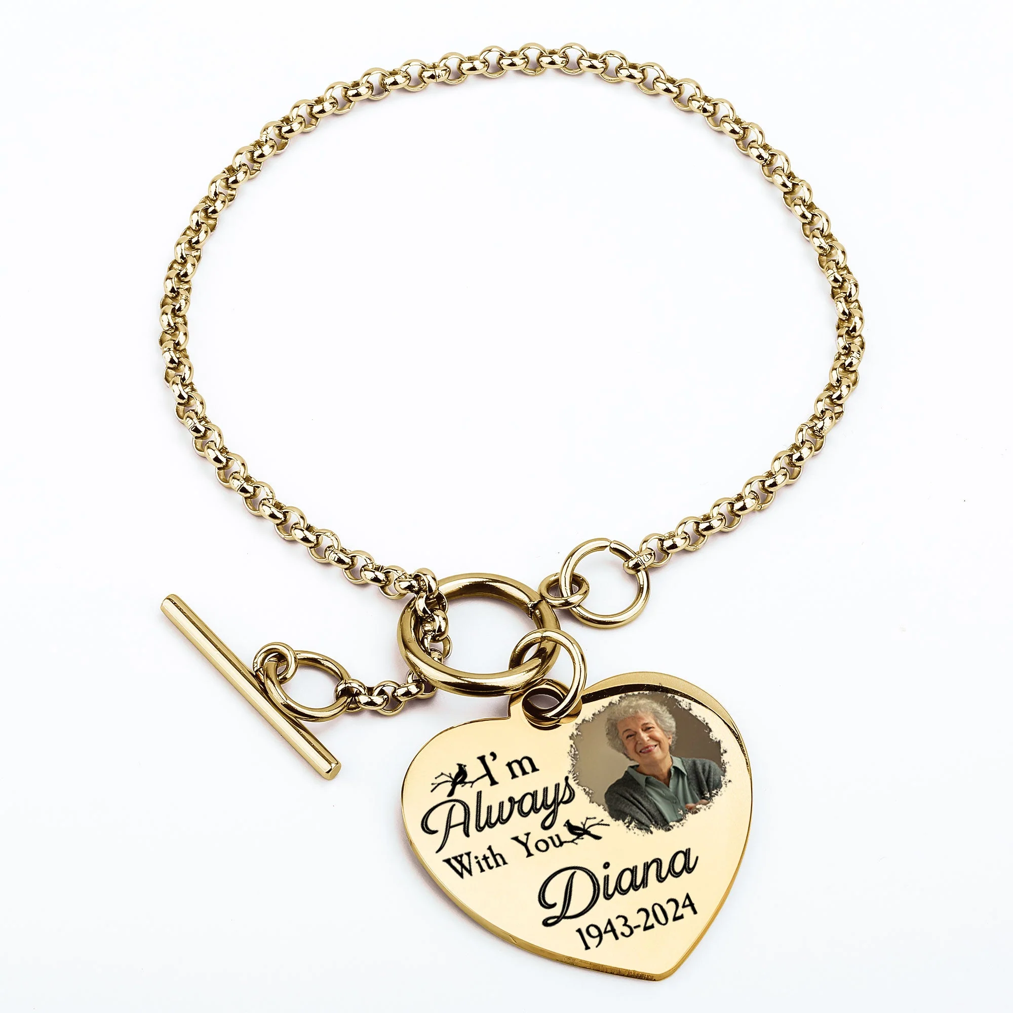 I'm Always With You New Version - Personalized Photo Heart Bracelet - Image 8