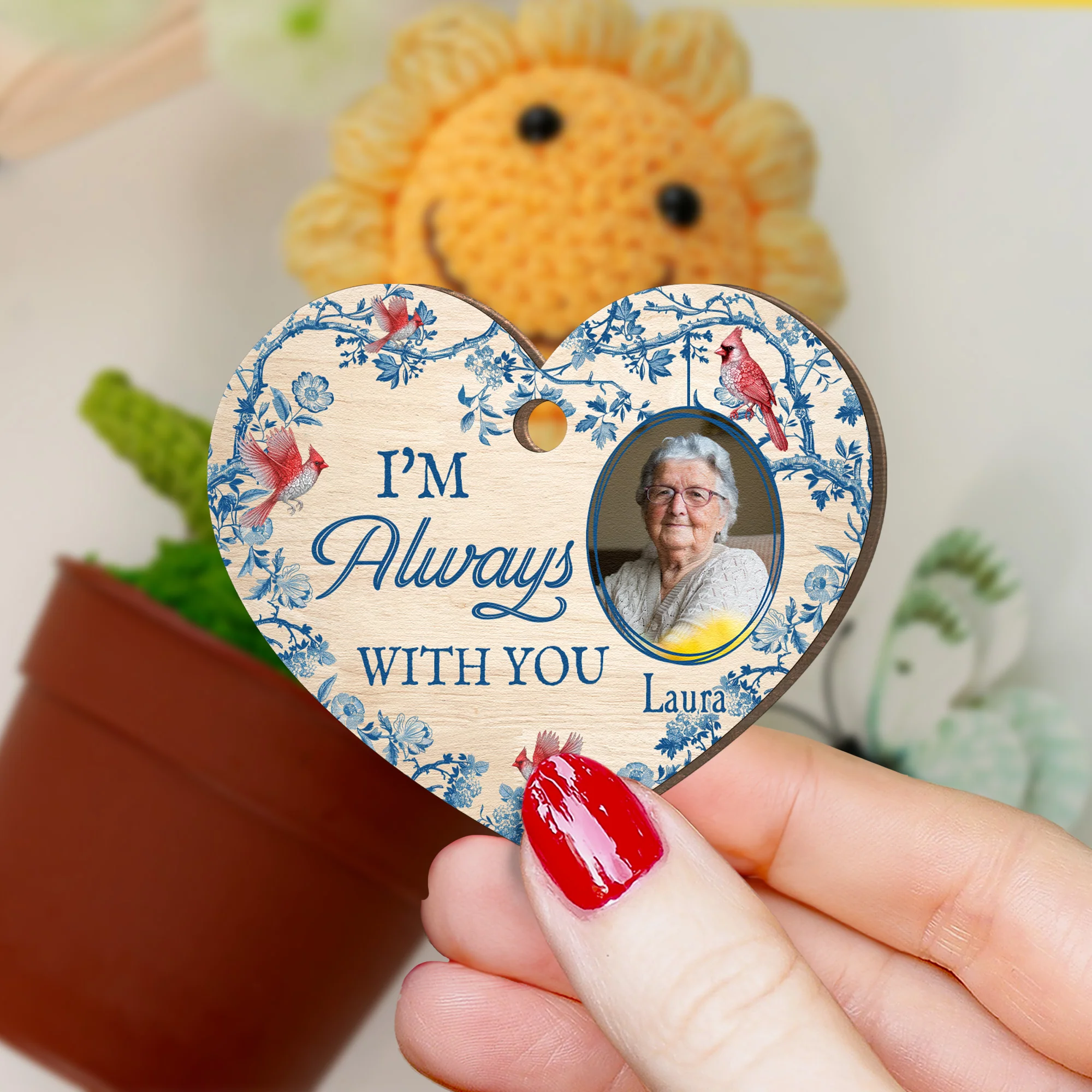 I'm Always With You - Personalized Photo Crochet Flower Lamp - Image 4