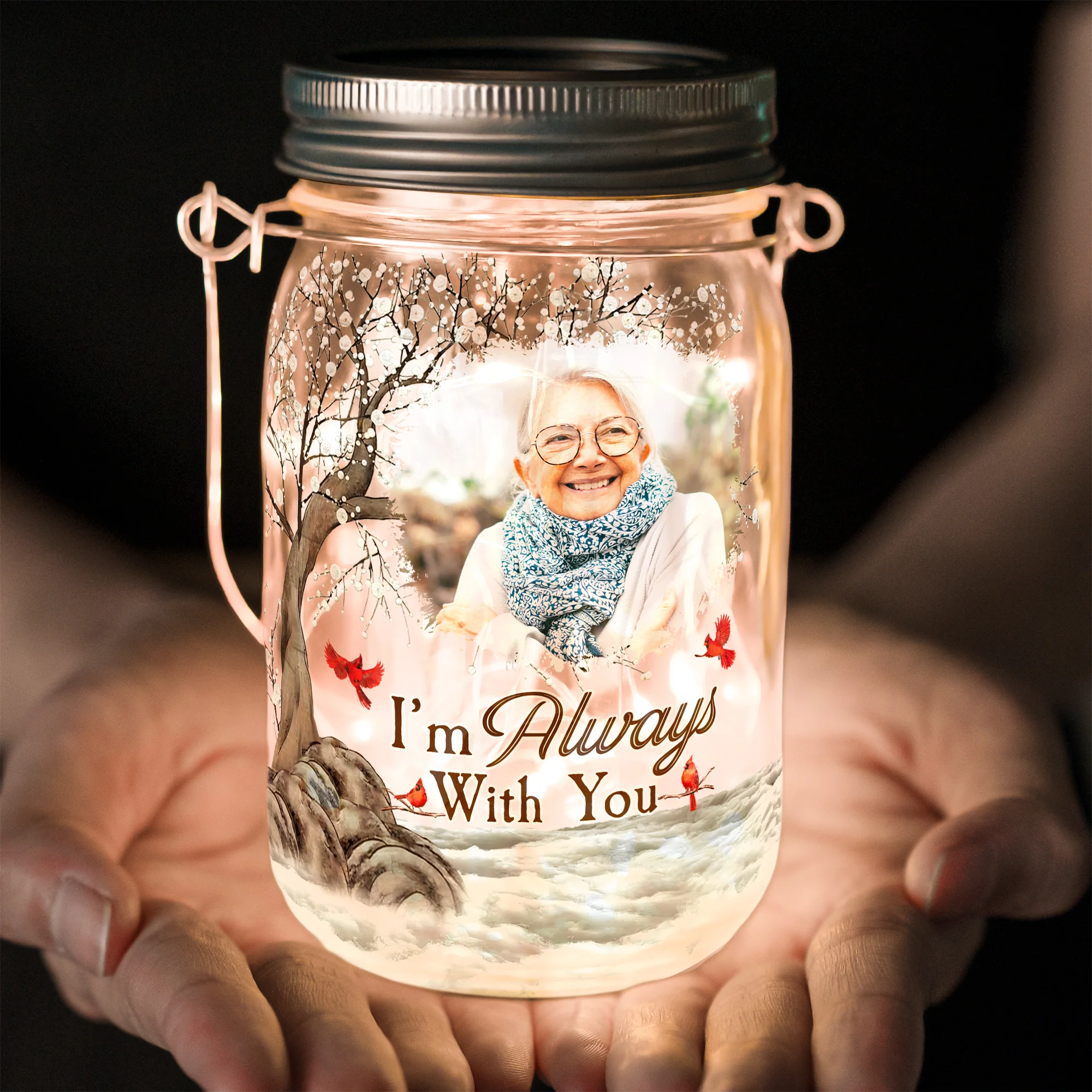 I'm Always With You - Personalized Photo Solar Mason Jar Light - Image 4