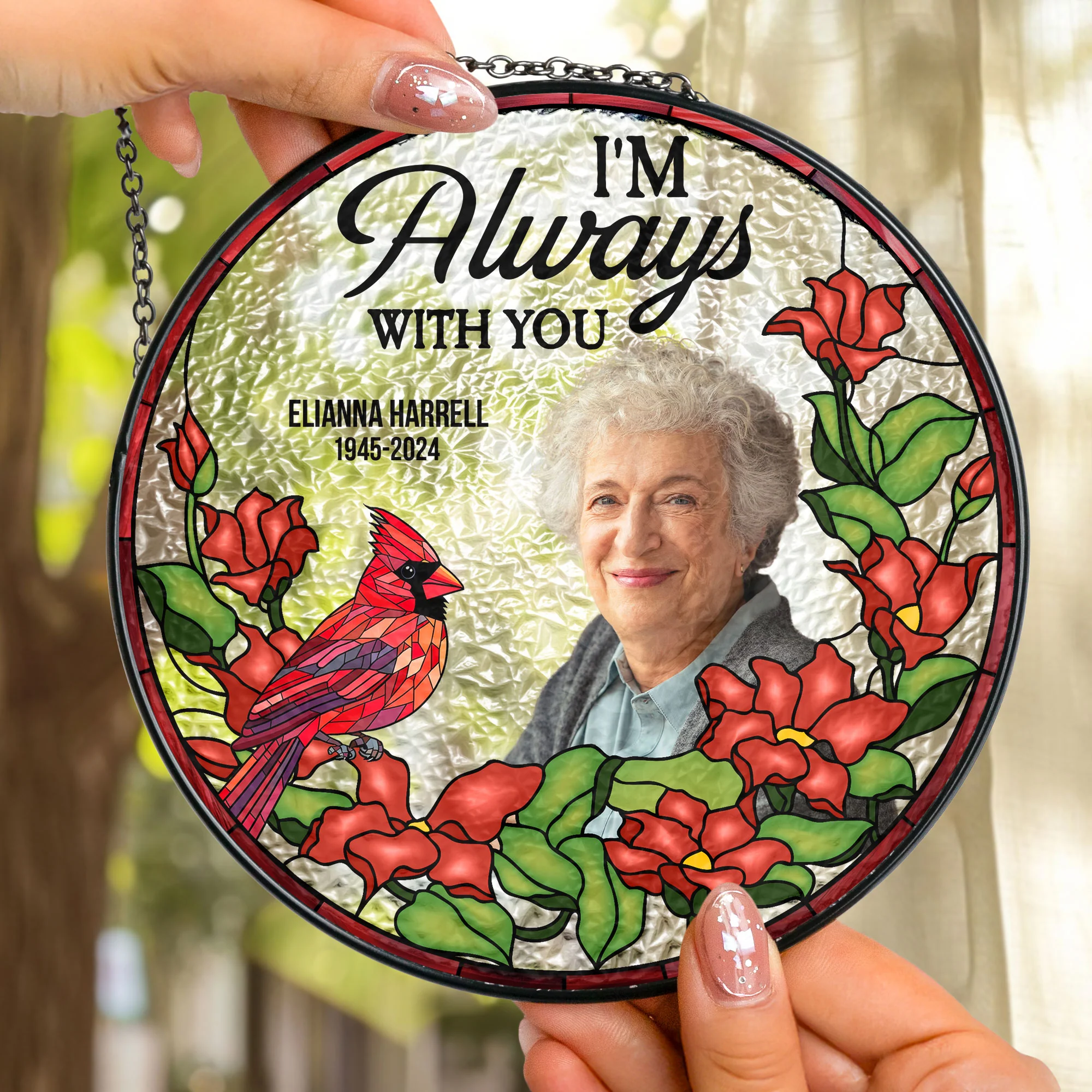 I'm Always With You - Personalized Photo Stained Glass Window Hanging Suncatcher - Image 2