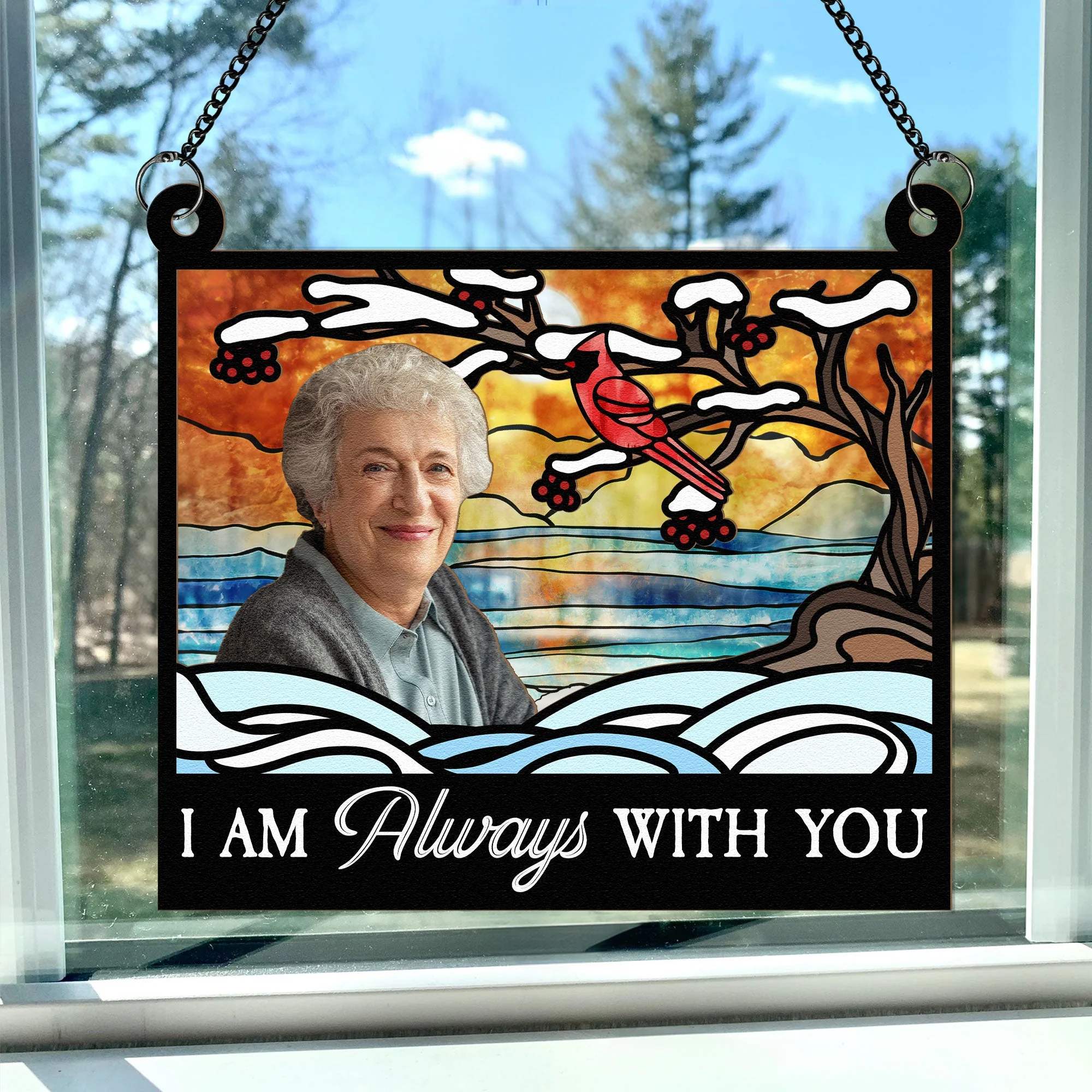 I'm Always With You - Personalized Photo Window Hanging Suncatcher Ornament - Image 4