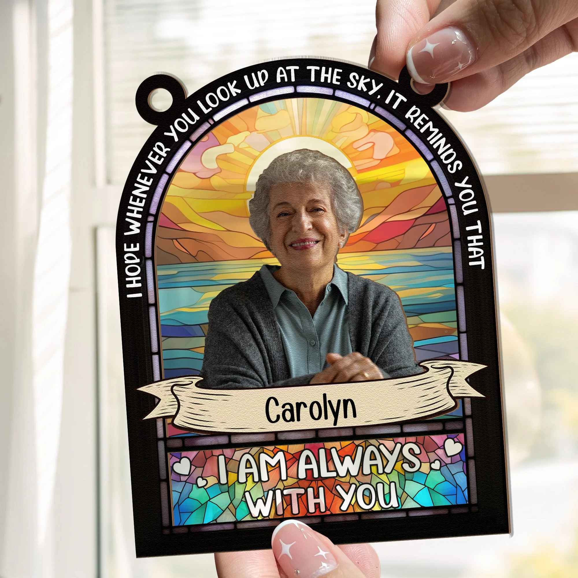 I'm Always With You - Personalized Window Hanging Suncatcher Photo Ornament - Image 2