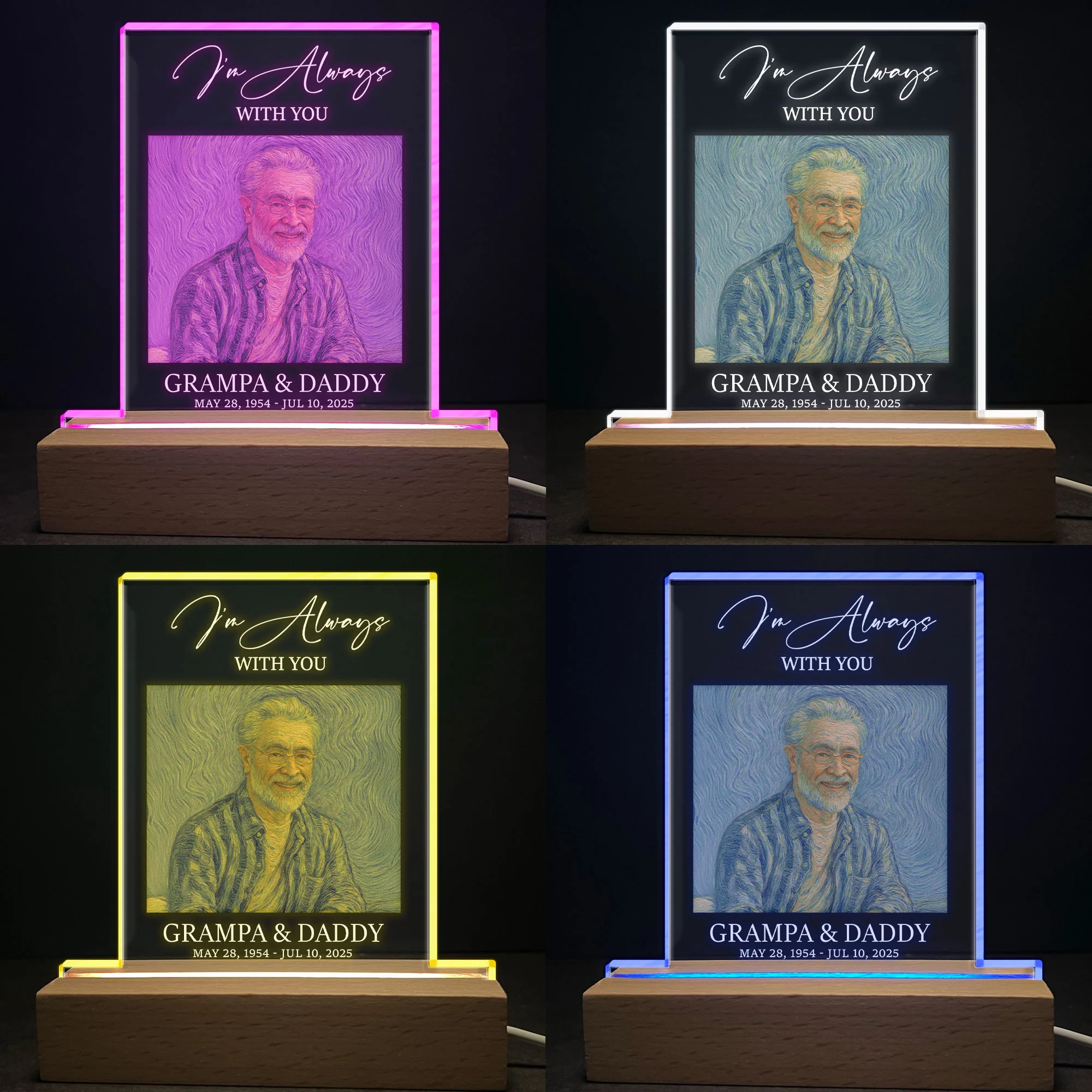 I'm Always With You Self Portrait Van Gogh Art - Personalized Photo LED Light - Image 5