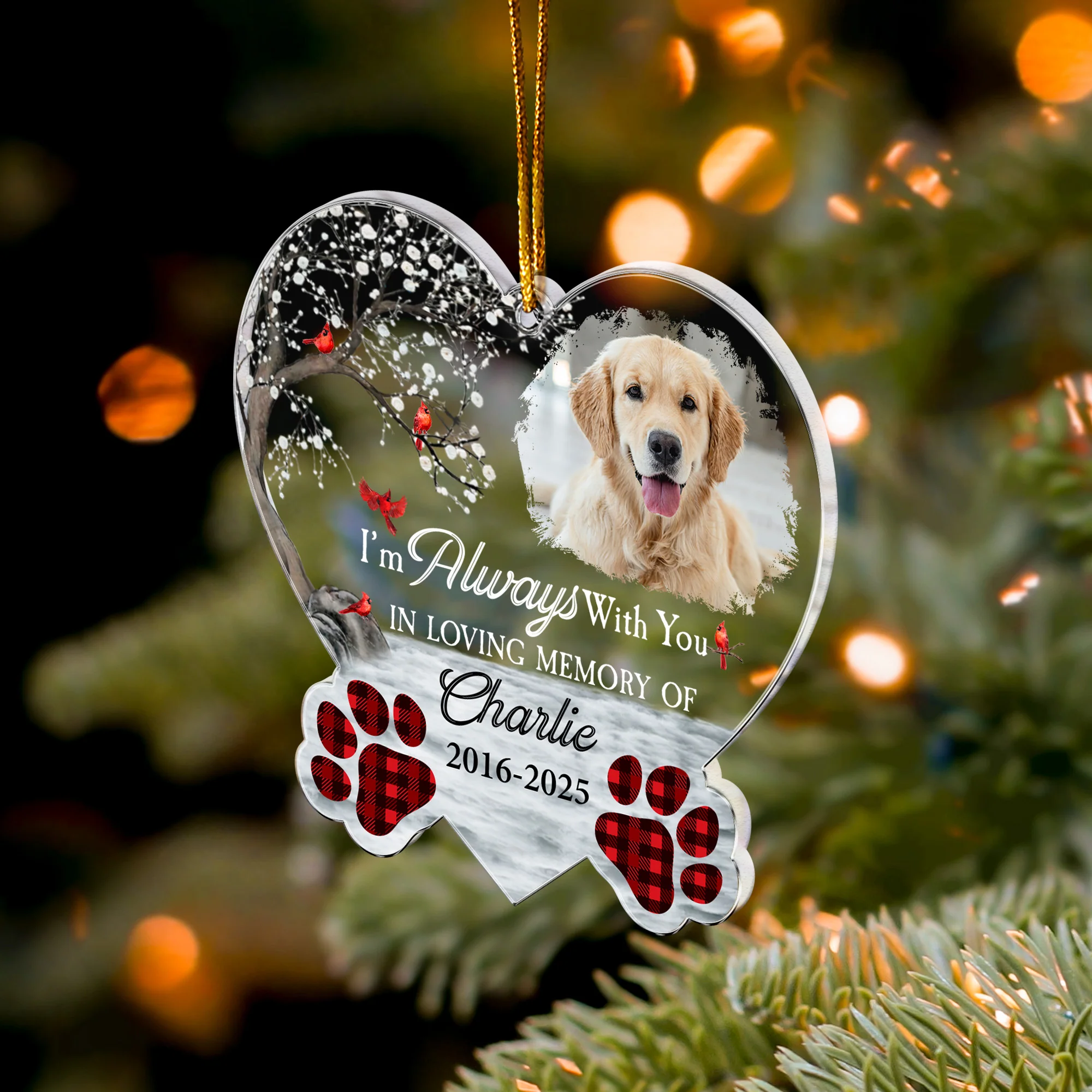 I'm Always With You Sympathy Pet - Personalized Acrylic Photo Ornament - Image 4