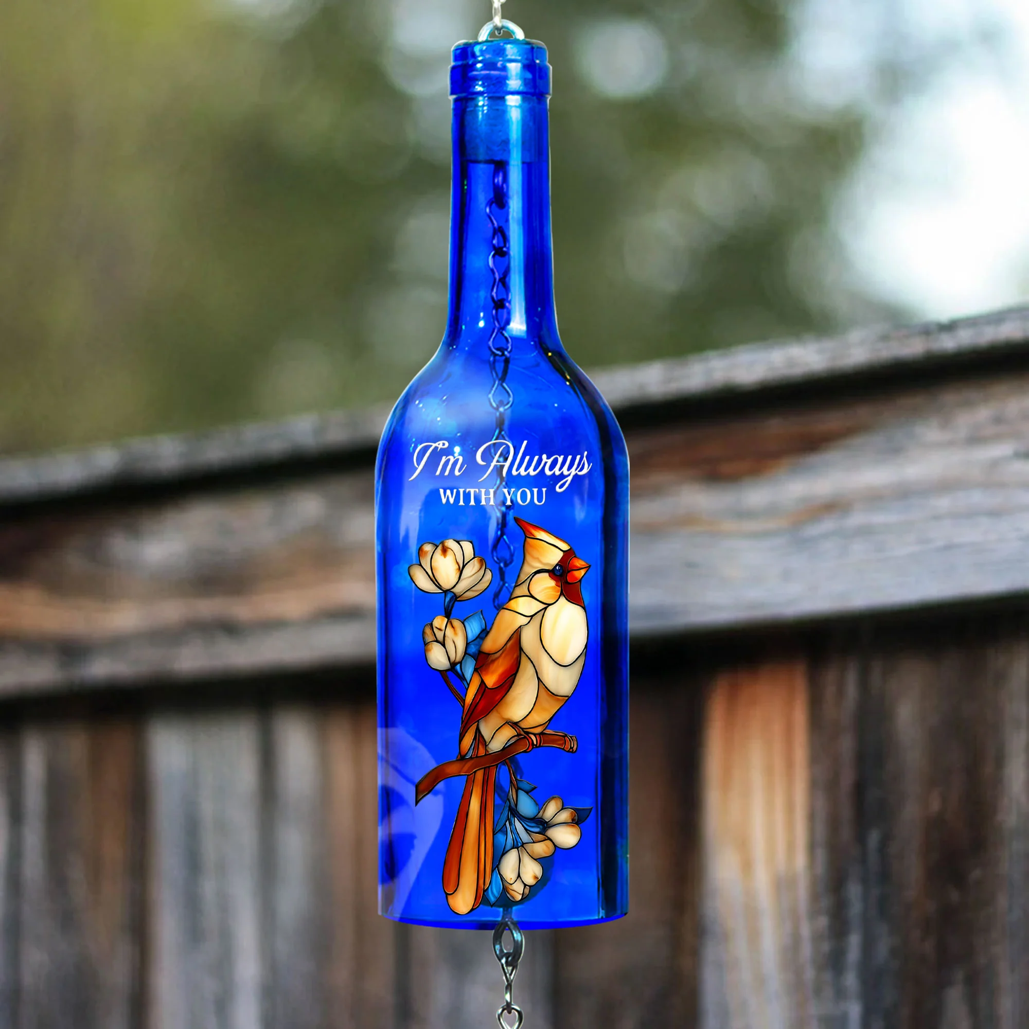 I'm Always With You Sympathy Remembrance - Personalized Photo Wine Bottle Wind Chime - Image 7
