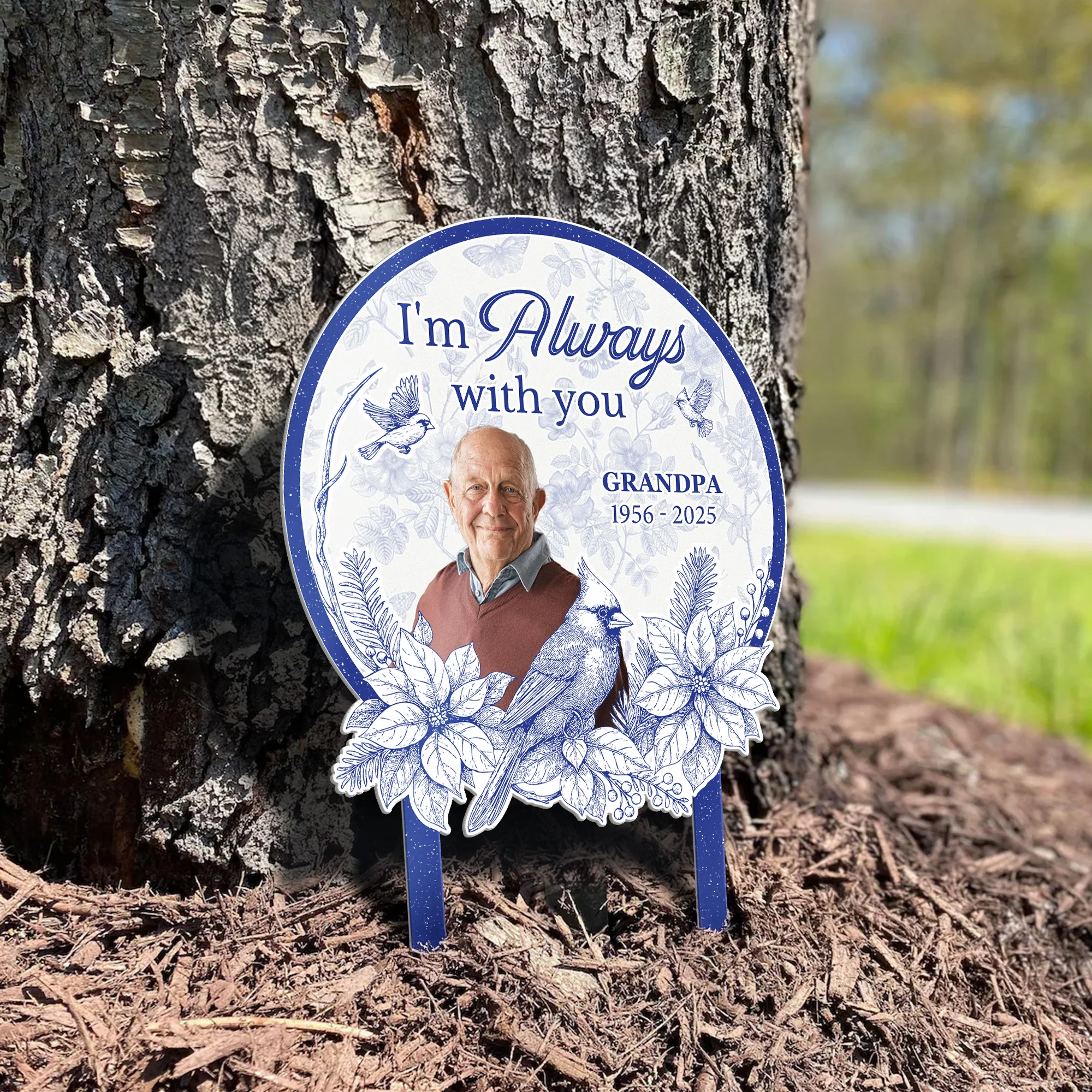 I'm Always With You Toile De Jouy Style - Personalized Metal Photo Garden Stake - Image 5