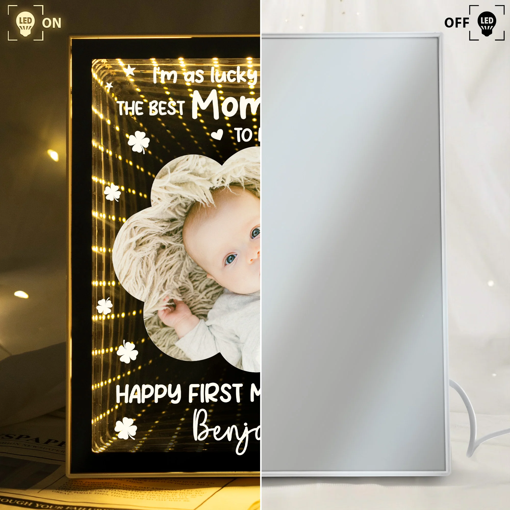 I'm As Lucky As Can Be - Personalized Infinity Mirror Light Box - Image 5