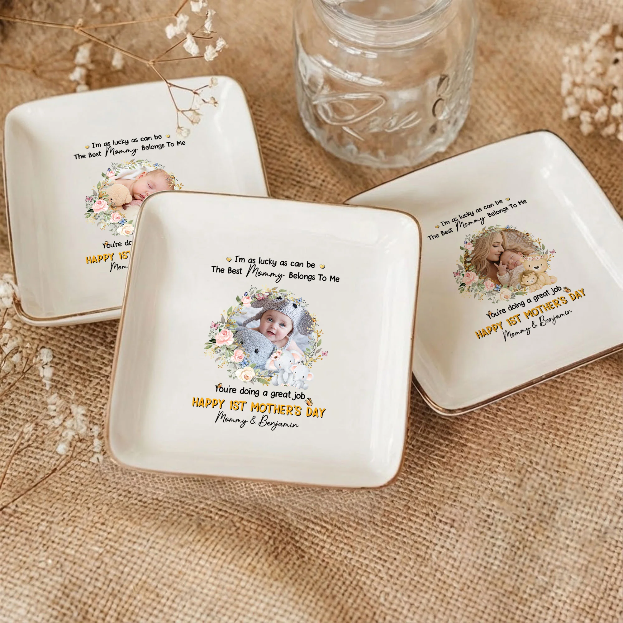 I'm As Lucky As Can Be The Best Mommy Belongs To Me - Personalized Jewelry Dish - Image 2
