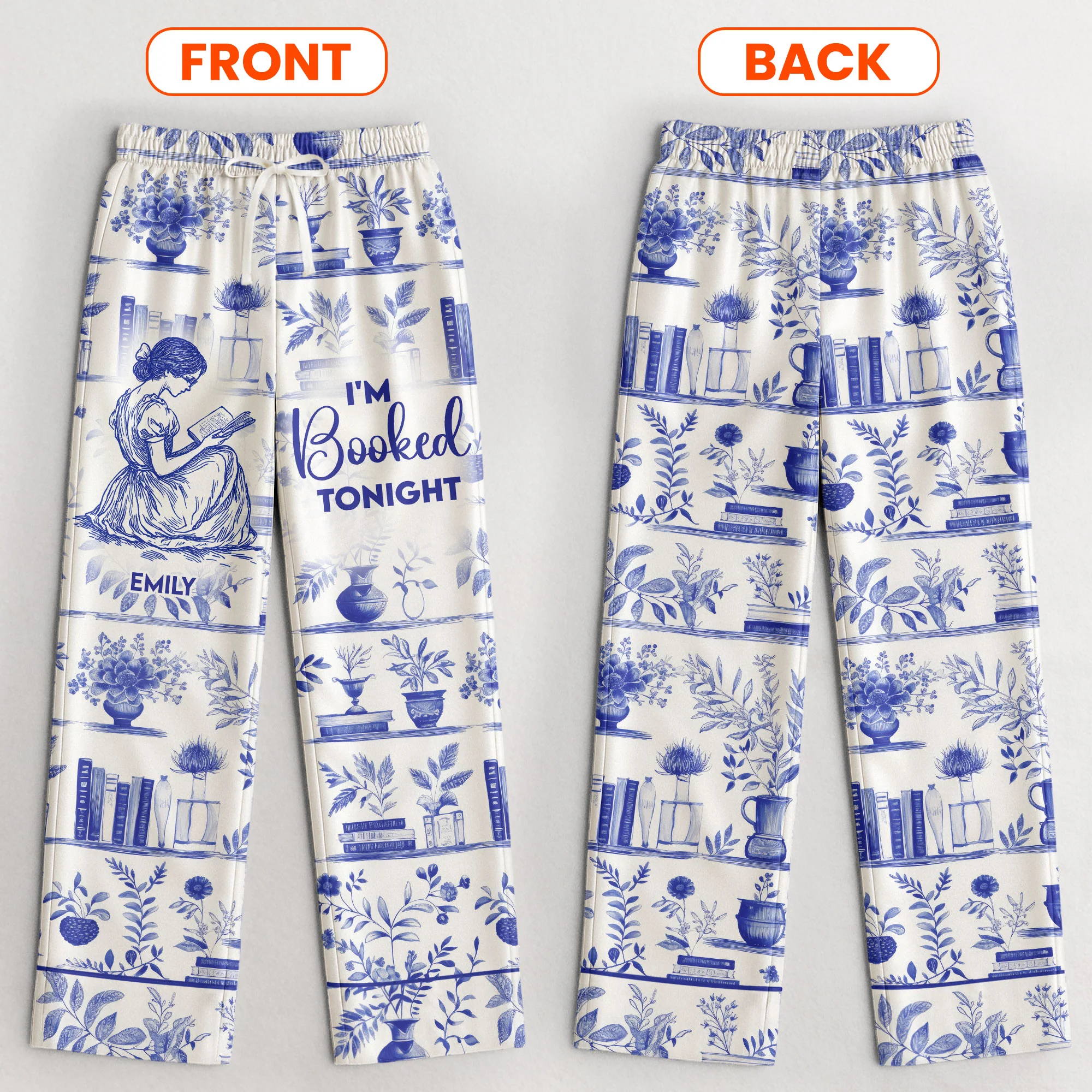I'm Booked Tonight - Personalized Satin Pajama Pants - Image 2