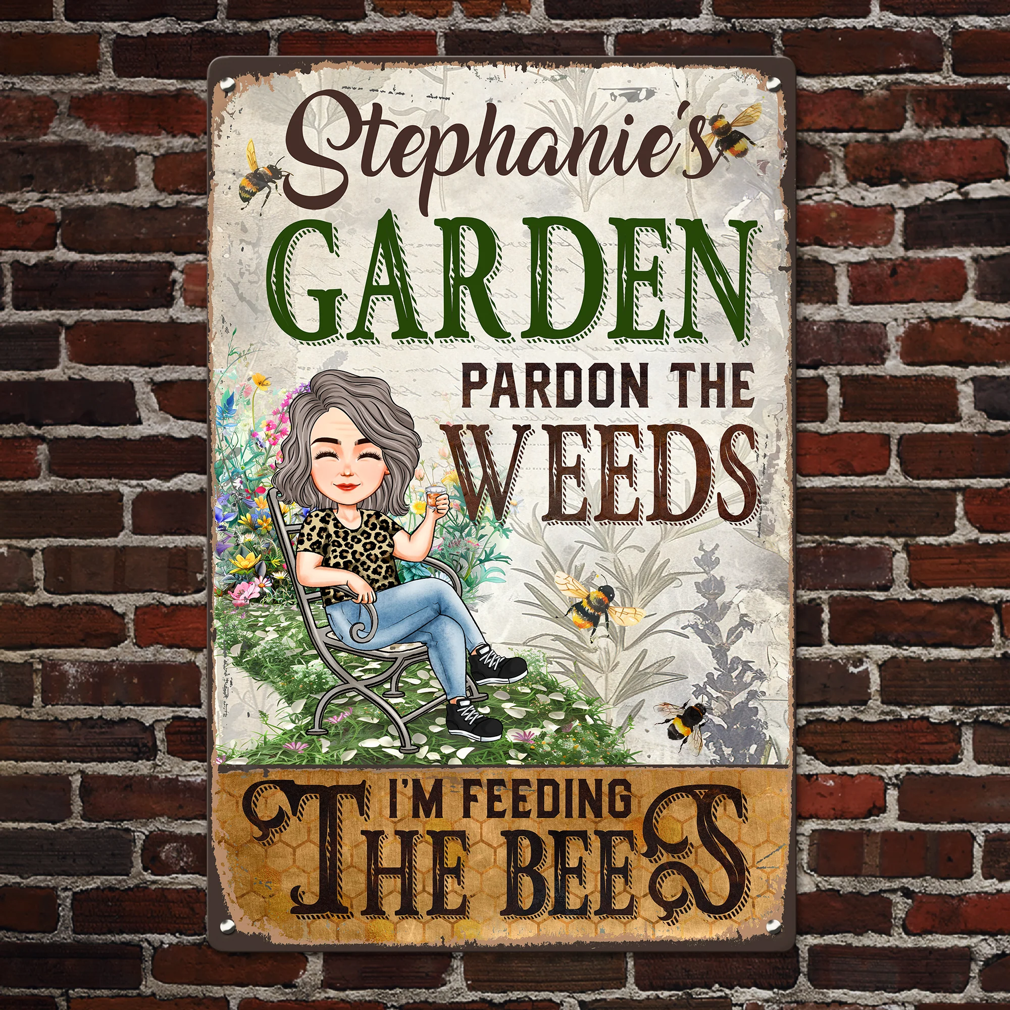I'm Feeding The Bees - Personalized Metal Sign - Image 3