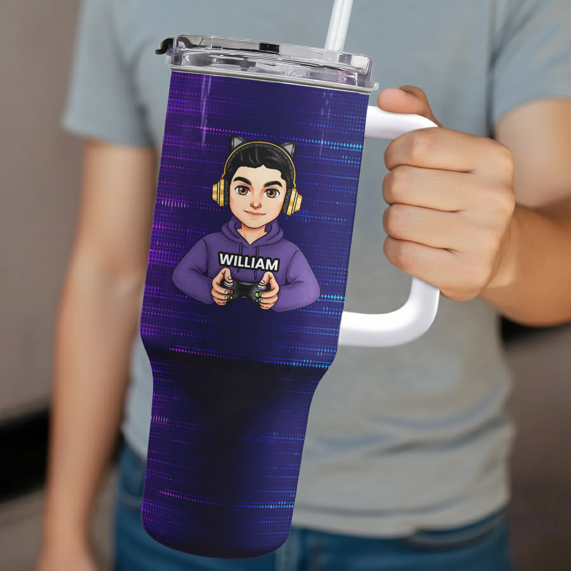 I'm Gaming Do Not Disturb - Personalized 40oz Tumbler With Straw - Image 4
