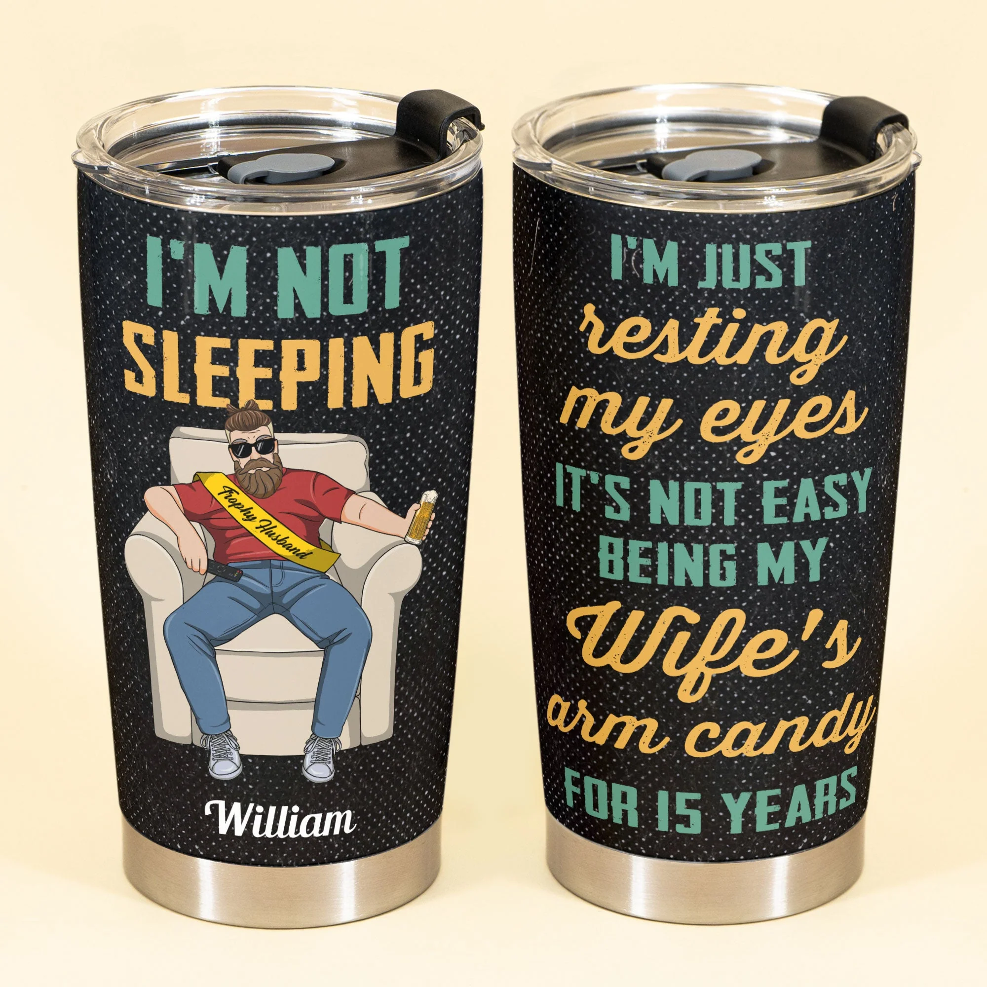 I'm Not Sleeping - Personalized Tumbler Cup - Father's Day, Birthday, Funny Gift For Husband, Dad, Father, Dada - From Wife, Daughters, Sons - Image 2