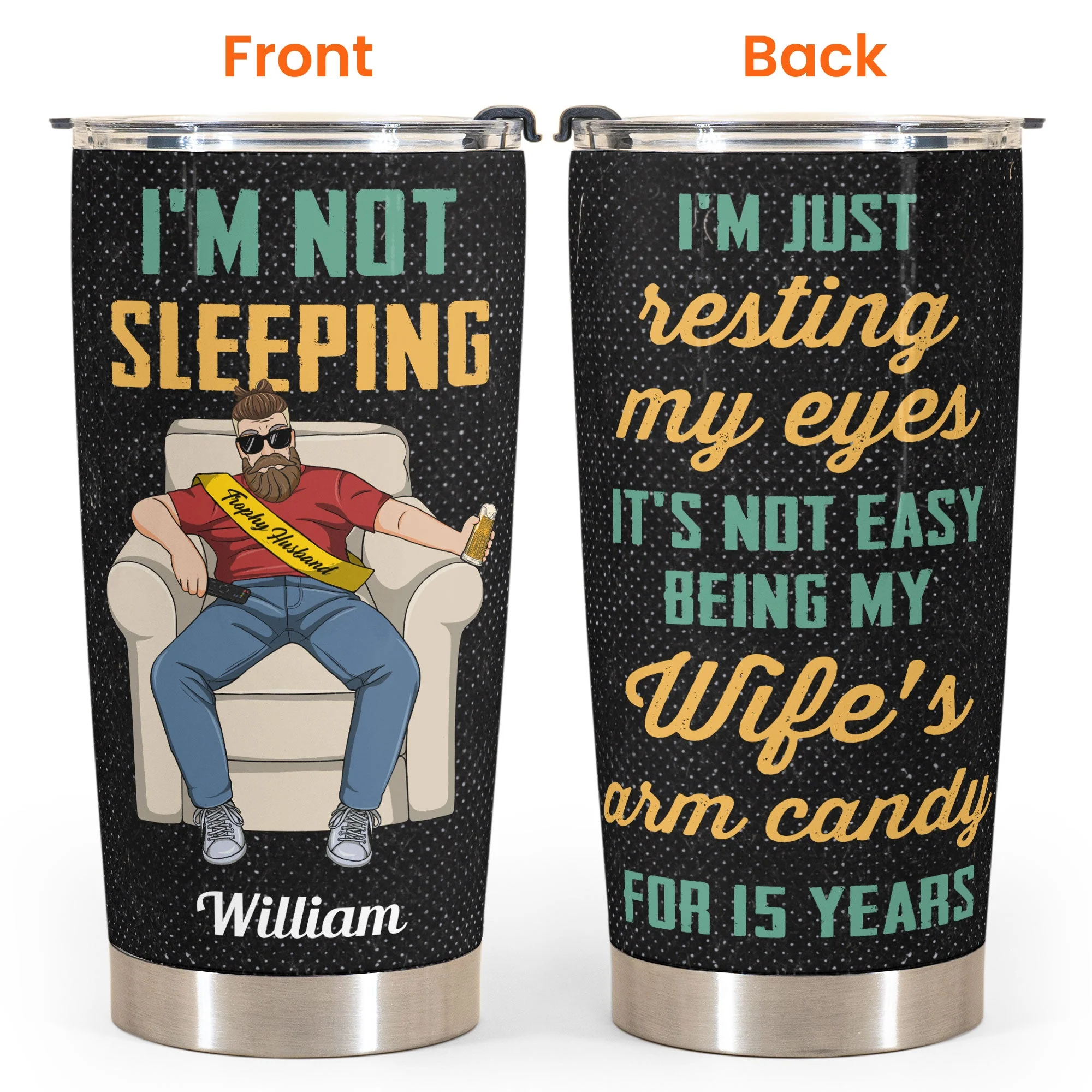 I'm Not Sleeping - Personalized Tumbler Cup - Father's Day, Birthday, Funny Gift For Husband, Dad, Father, Dada - From Wife, Daughters, Sons - Image 4