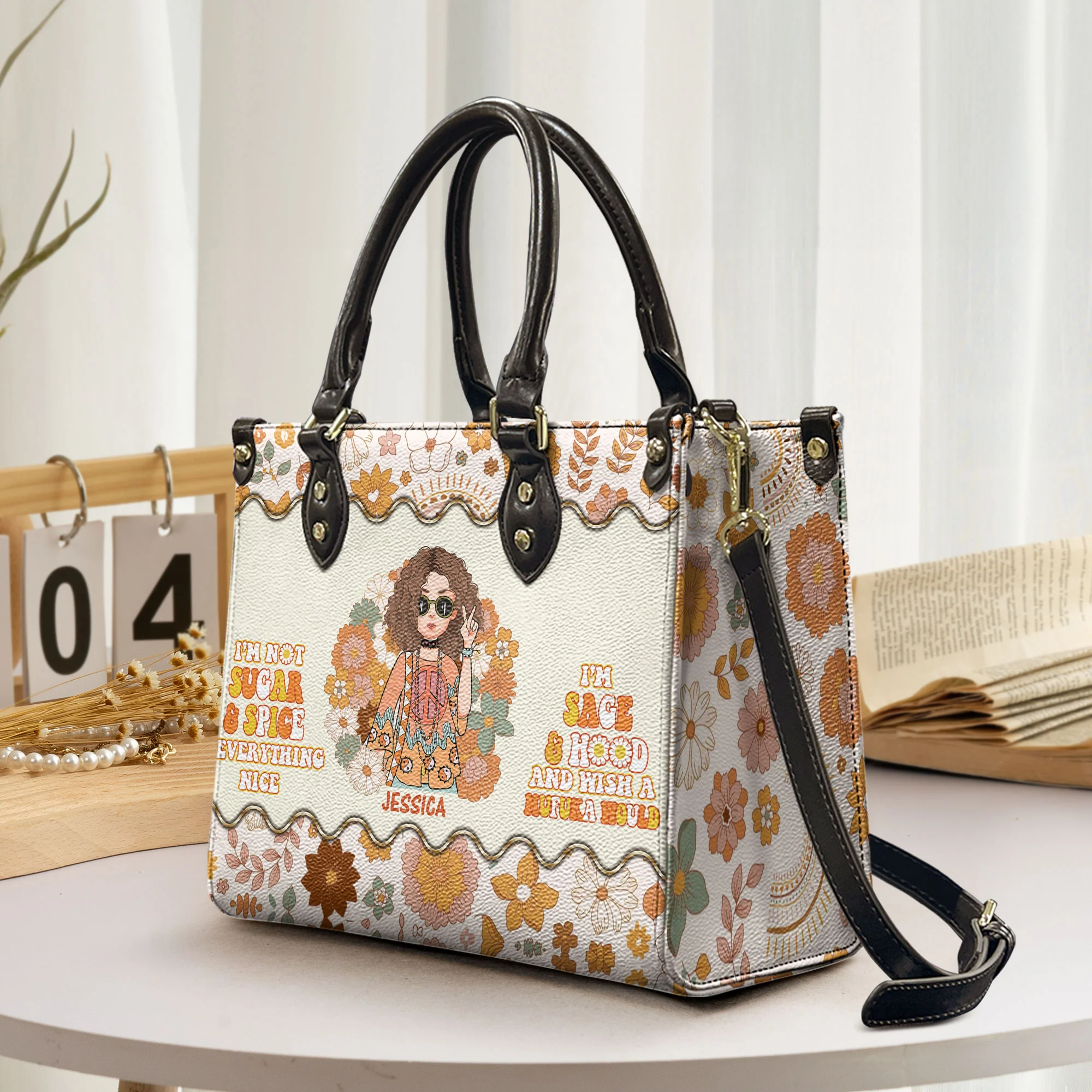 I'm Not Sugar & Spice - Personalized Leather Bag - Birthday Gift For Hippie Girl, Hippie Woman, Hippie Soul, Hippies - Image 2
