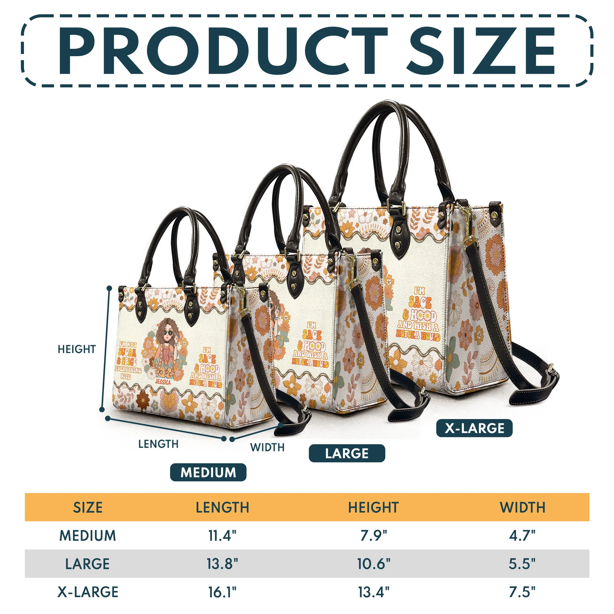 I'm Not Sugar & Spice - Personalized Leather Bag - Birthday Gift For Hippie Girl, Hippie Woman, Hippie Soul, Hippies - Image 5