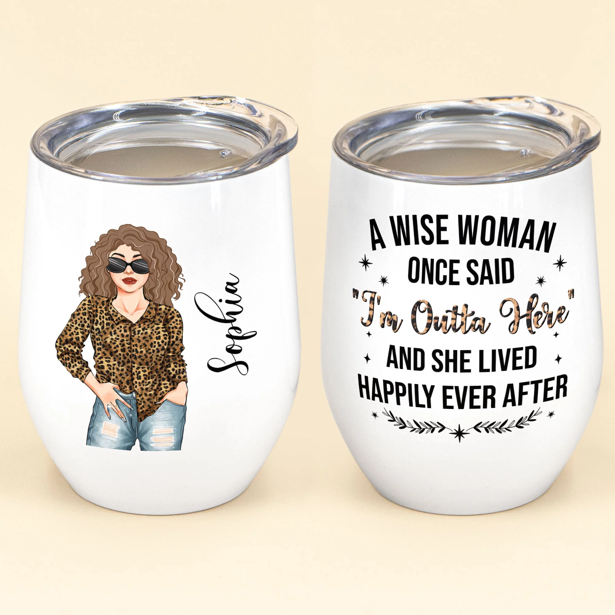 I'm Outta Here - Personalized Wine Tumbler - Retirement Gift For Woman, Grandma, Mother - Image 2