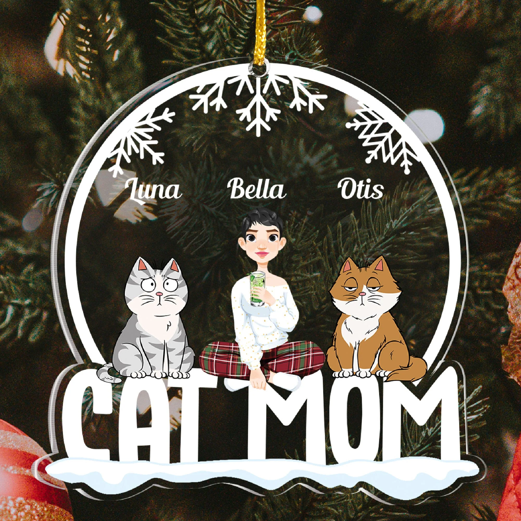 I'm Pet Mom/Dad - Personalized Snowdome Shaped Acrylic Ornament - Image 2