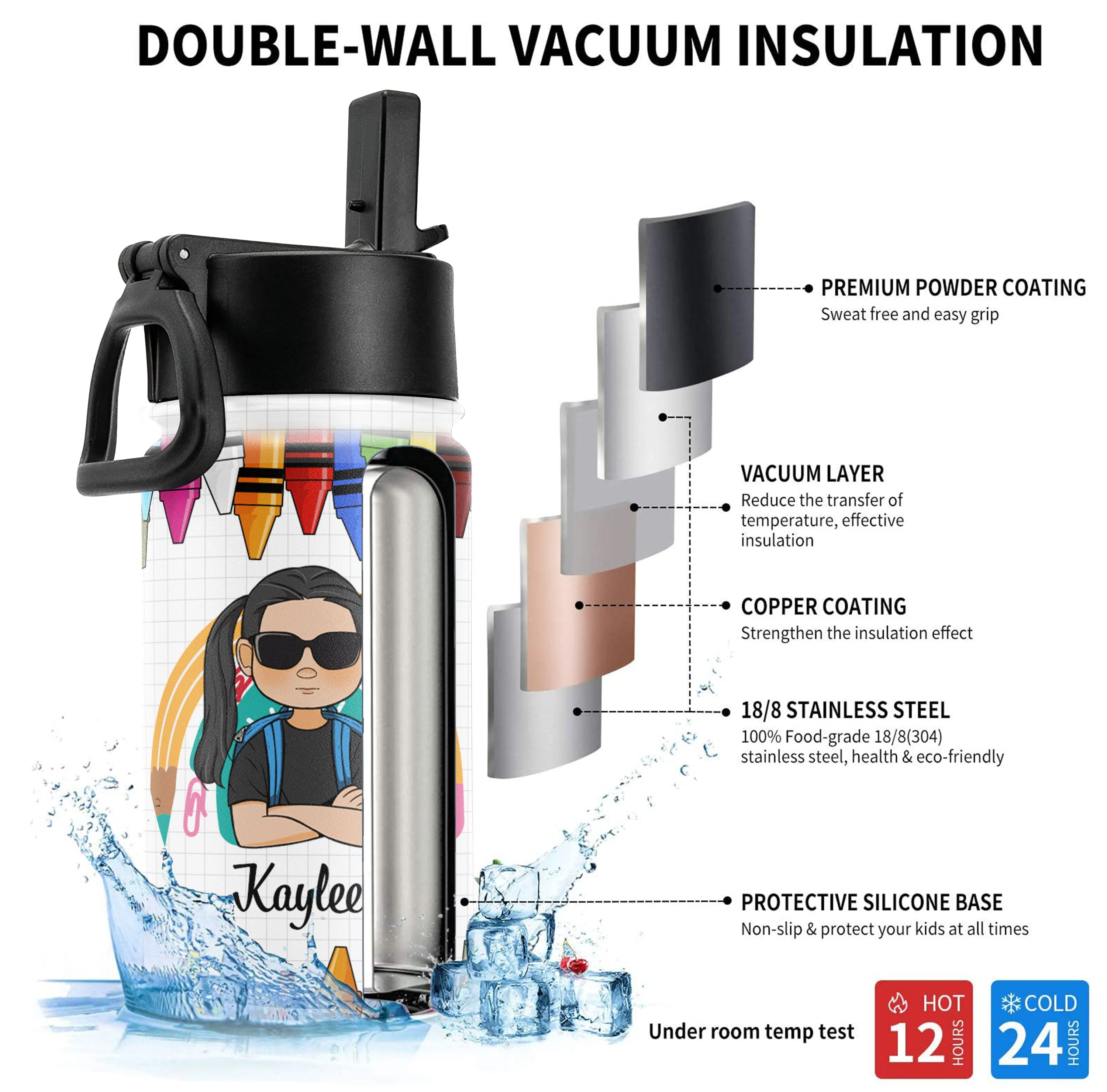 I'm Ready To Crush School - Personalized Kids Water Bottle With Straw Lid - Image 4
