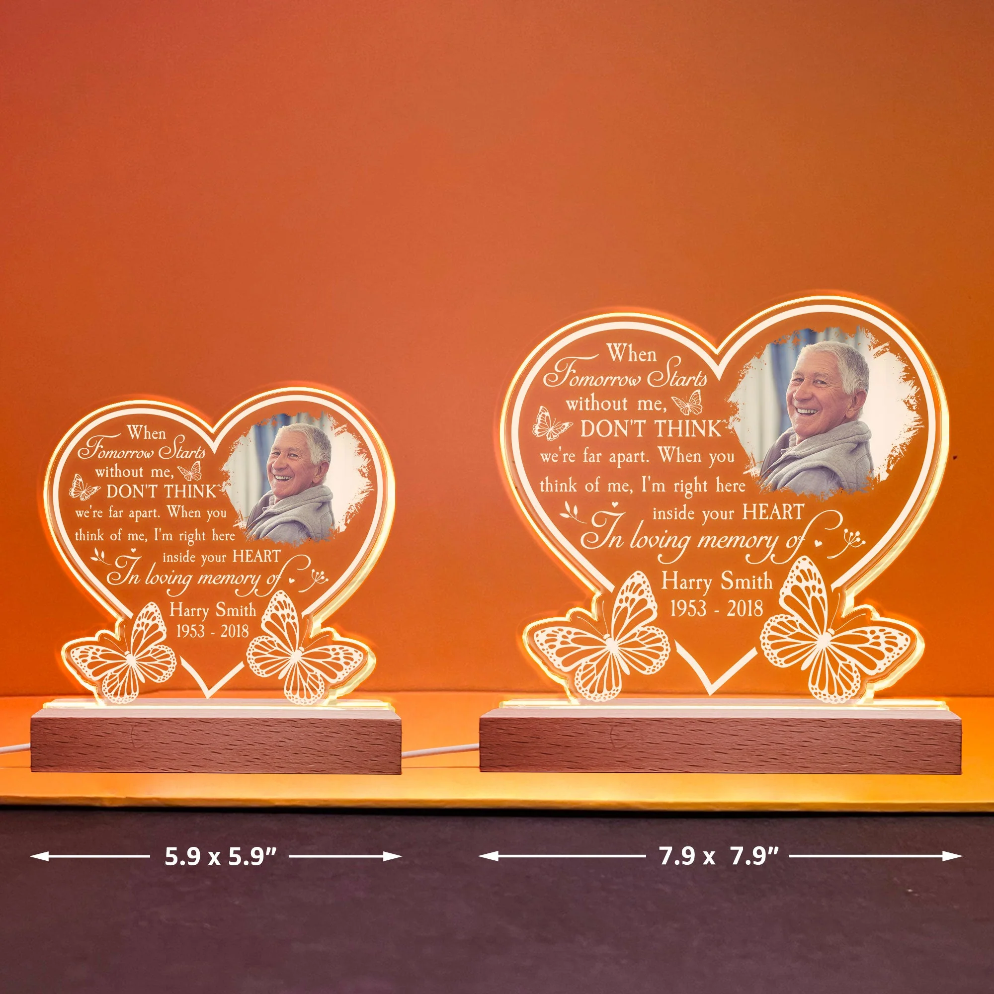 I'm Right Here Inside Your Heart - Personalized Photo LED Light - Image 3