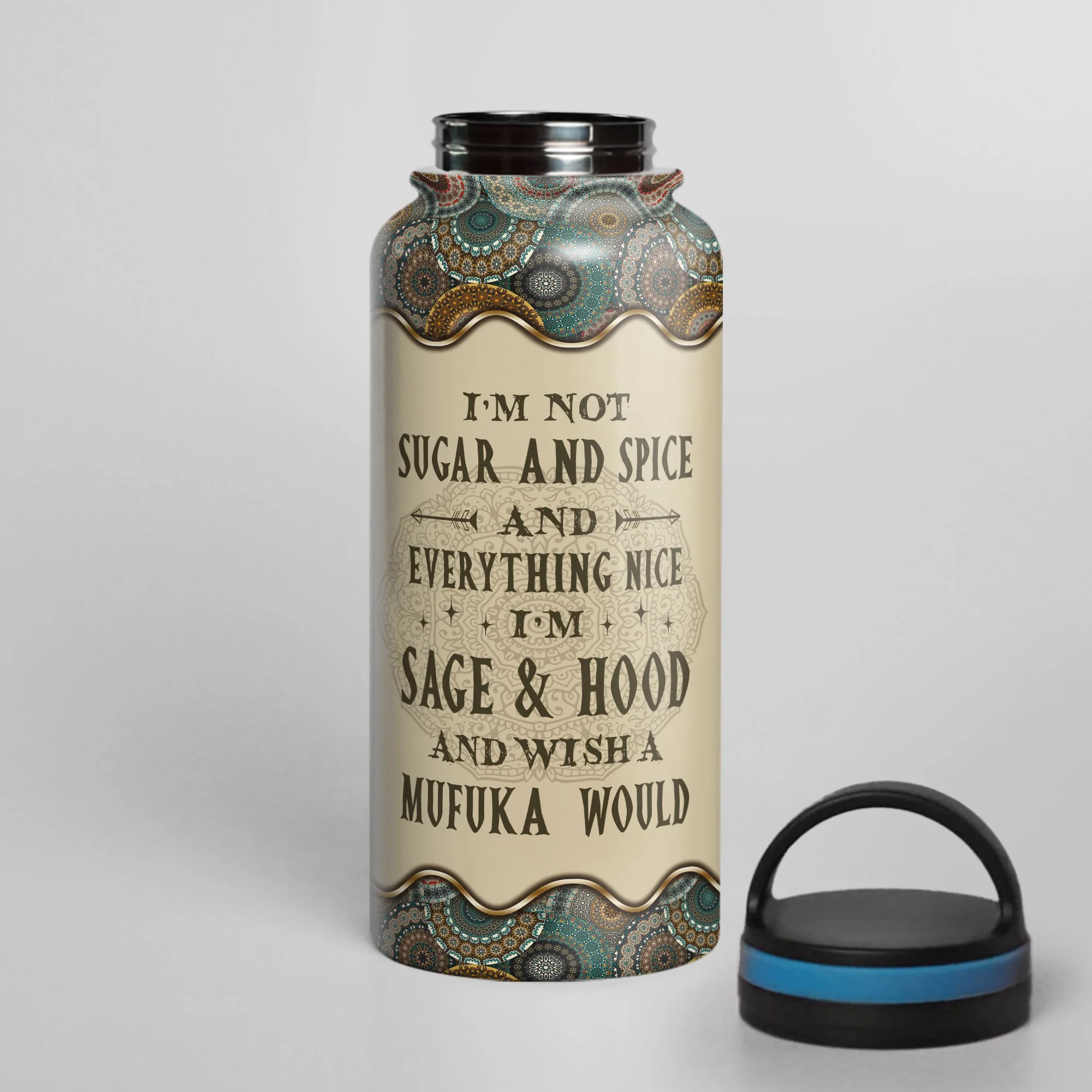 I'm Sage And Hood & Wish A Mufuka Would - Personalized 32oz Steel Water Bottle - Image 3