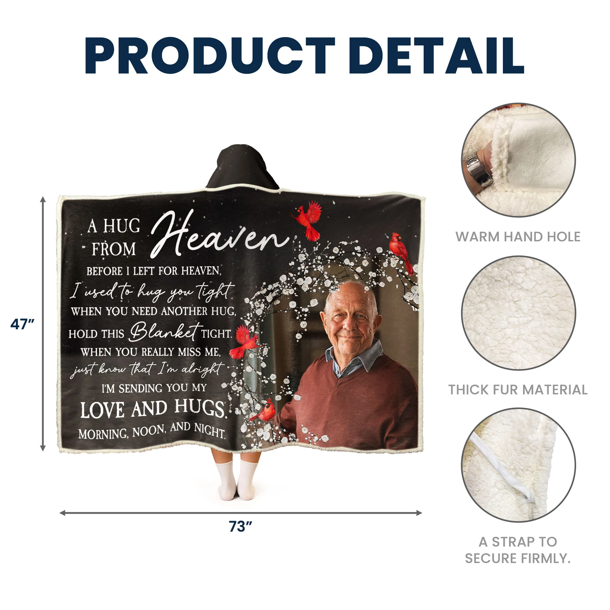 I'm Sending You My Love And Hugs - Personalized Photo Wearable Blanket Hoodie - Image 7
