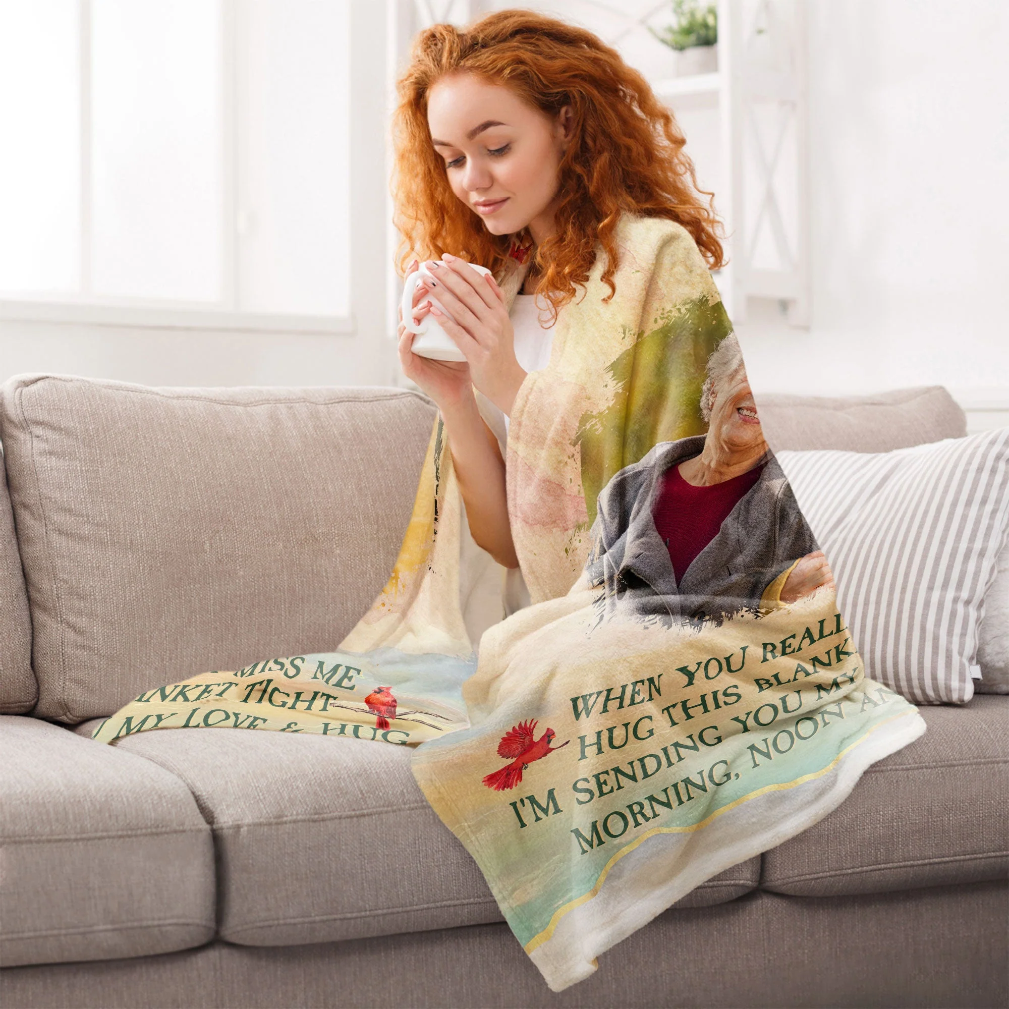 I'm Sending You My Love & Hug - Personalized Photo Blanket - Image 7