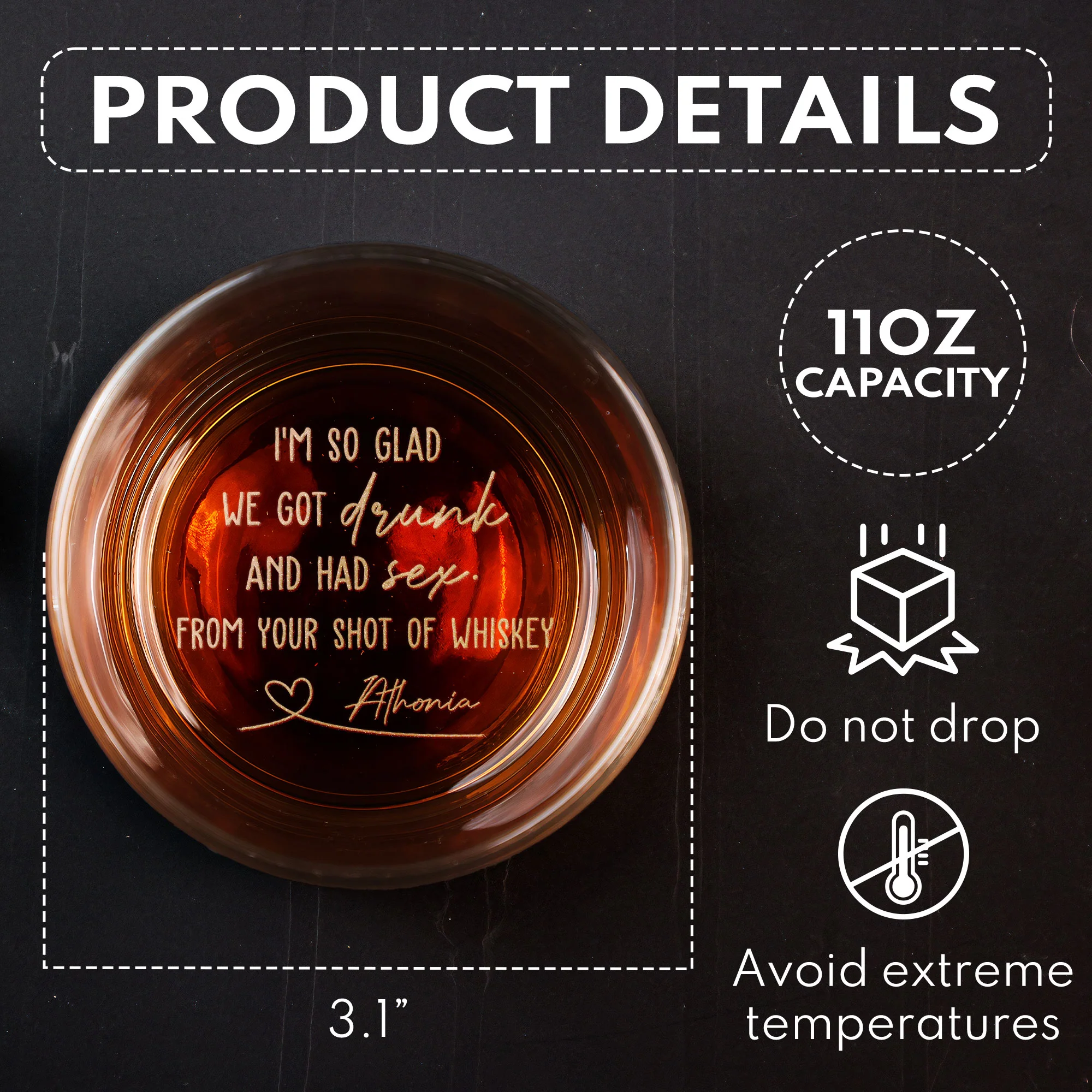 I'm So Glad We Got Drunk And Had Sex - Personalized Engraved Whiskey Glass - Image 6