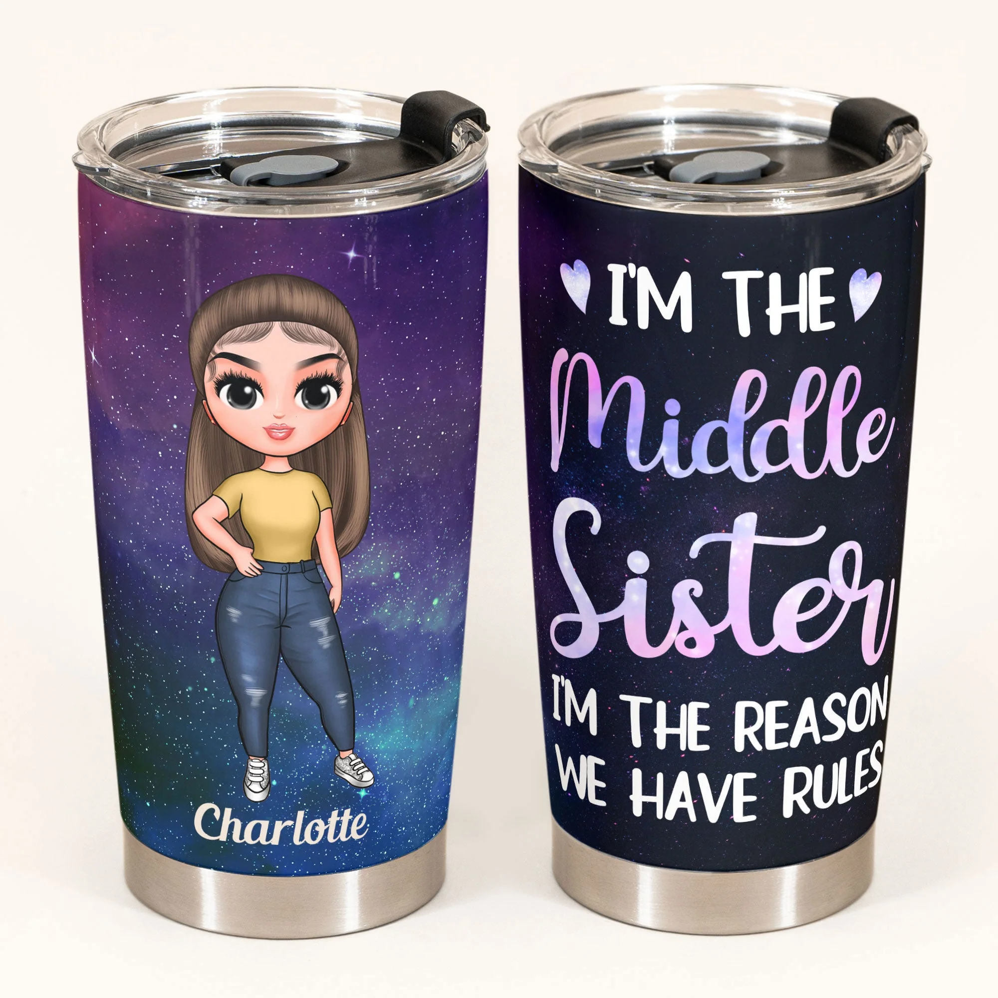 I'm The Middle Sister - Personalized Tumbler Cup - Birthday Gift For Sisters, Siblings  - Cute Fashion Girls - Image 4