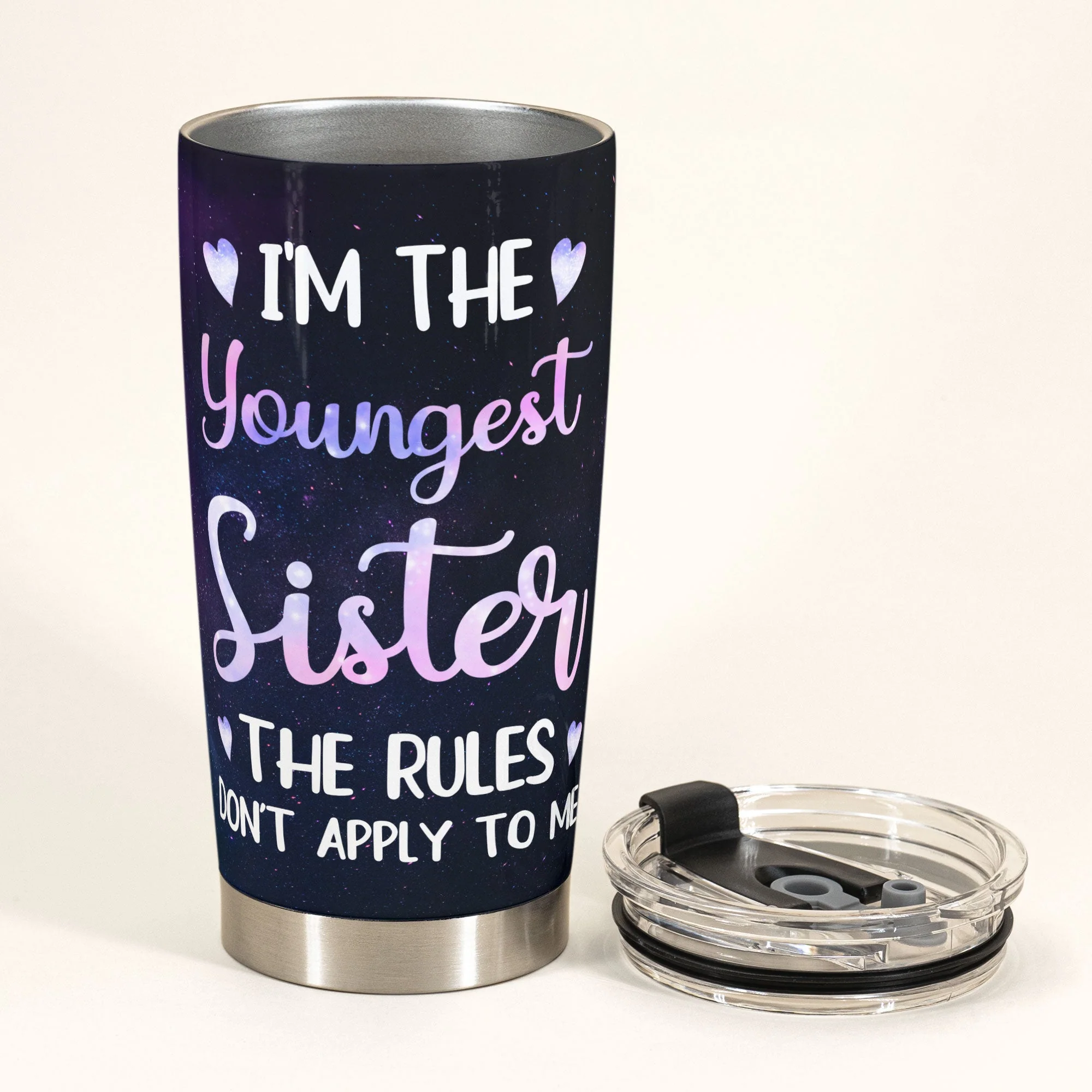I'm The Youngest Sister - Personalized Tumbler Cup - Birthday Gift For Sisters, Siblings  - Cute Fashion Girls - Image 3