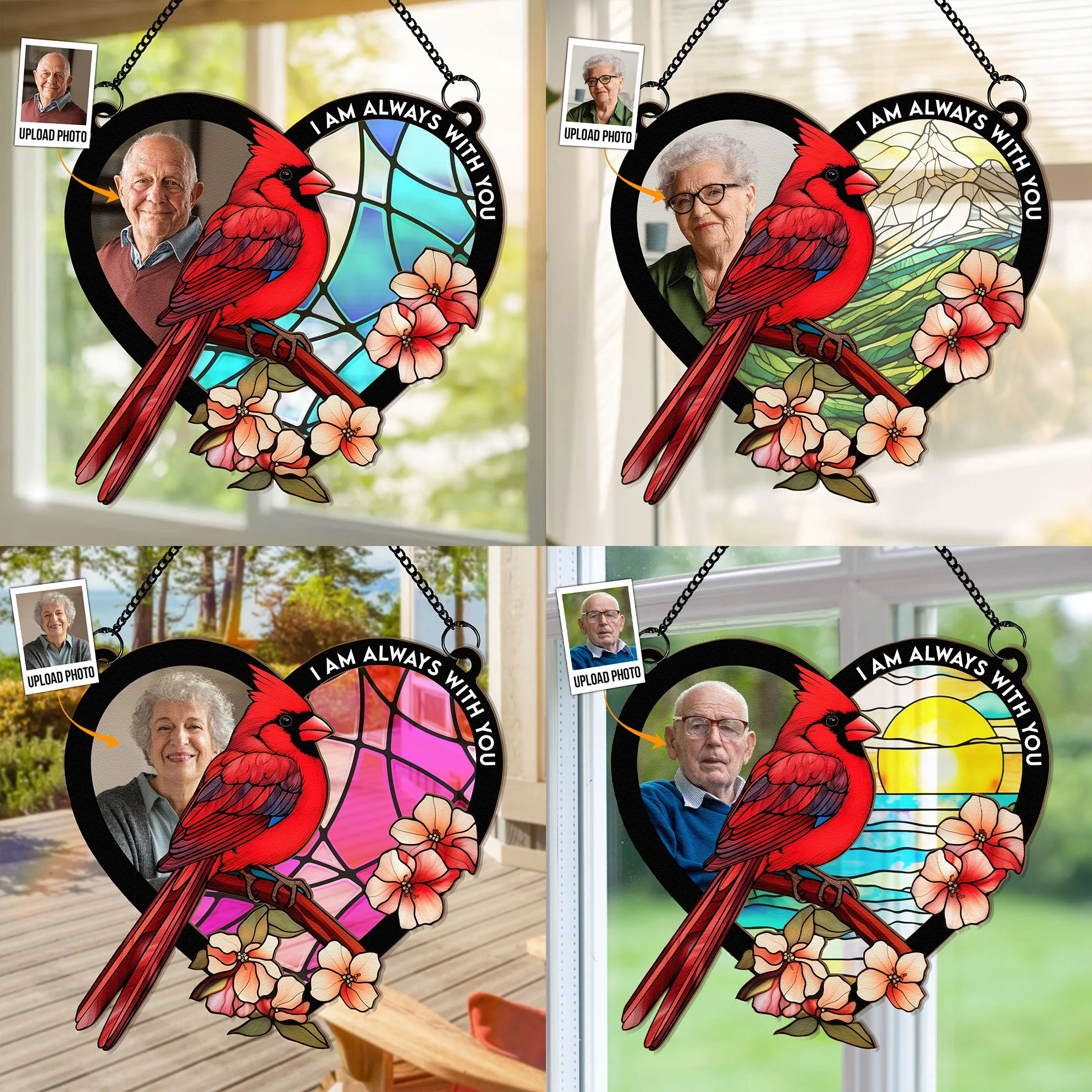 I'm With You In Heart - Personalized Window Hanging Suncatcher Photo Ornament - Image 2