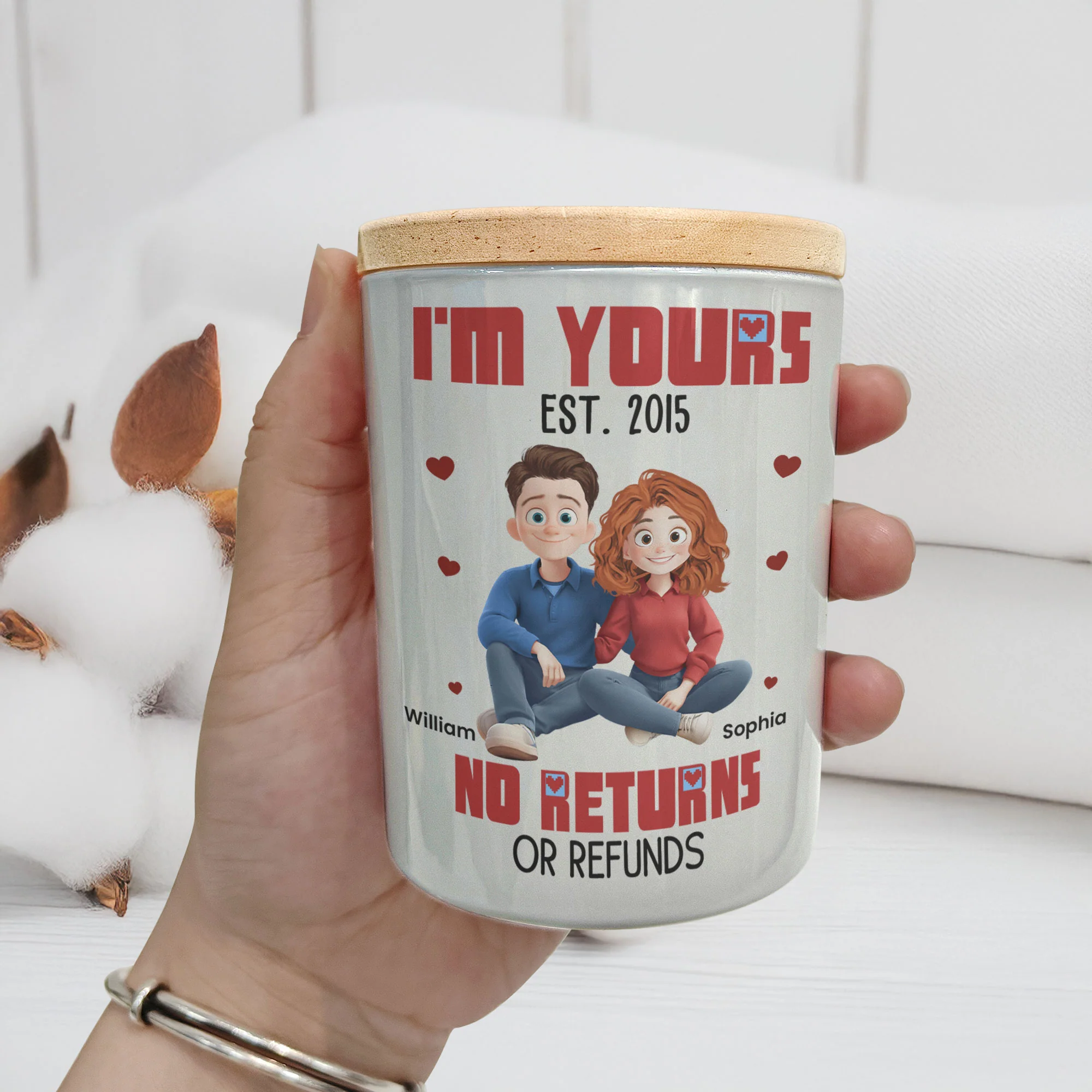 I'm Yours No Returns Or Refunds - Personalized LED Tea Light Holder - Image 3