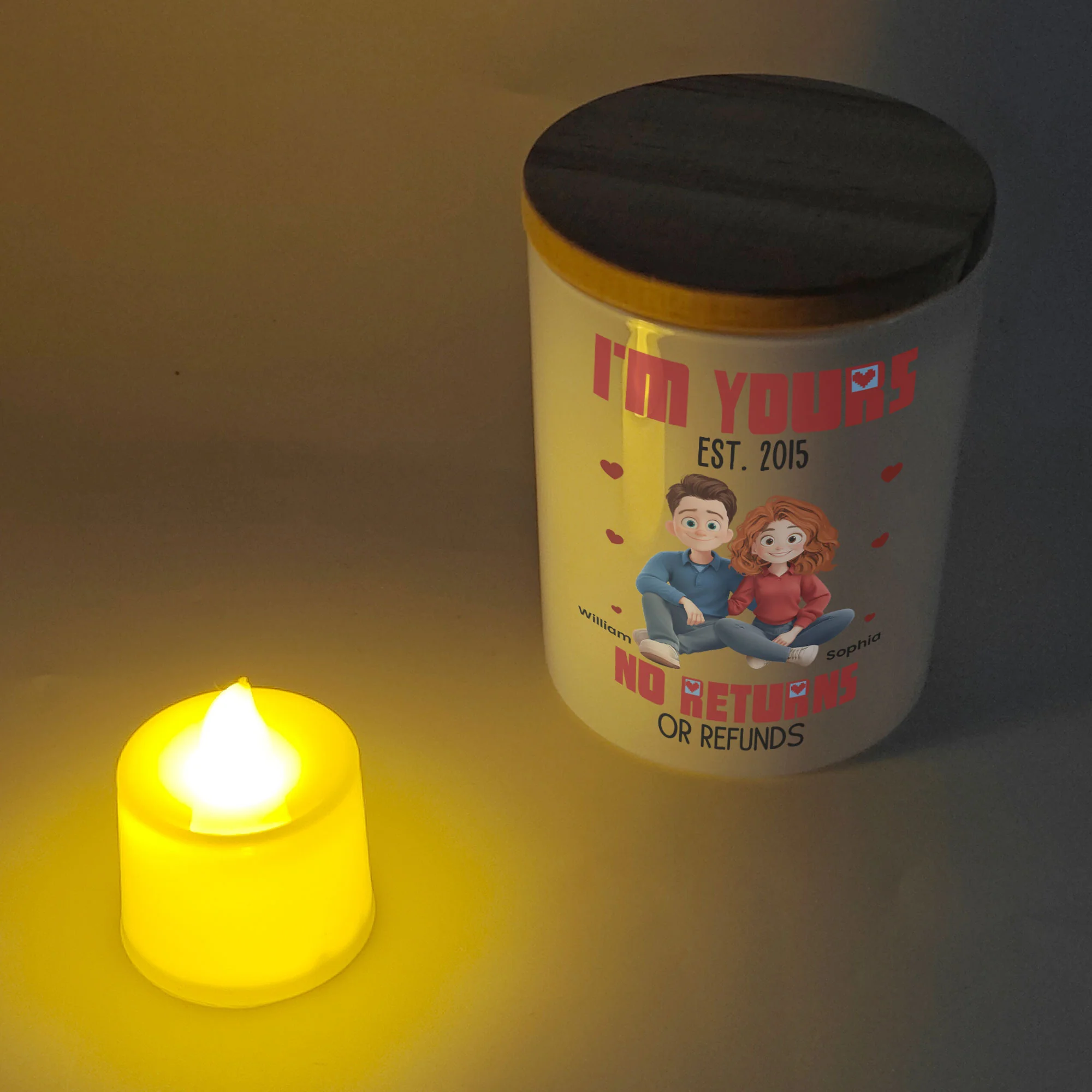 I'm Yours No Returns Or Refunds - Personalized LED Tea Light Holder - Image 4