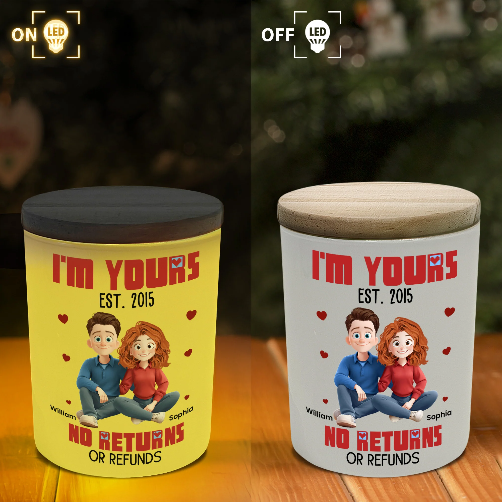 I'm Yours No Returns Or Refunds - Personalized LED Tea Light Holder - Image 5