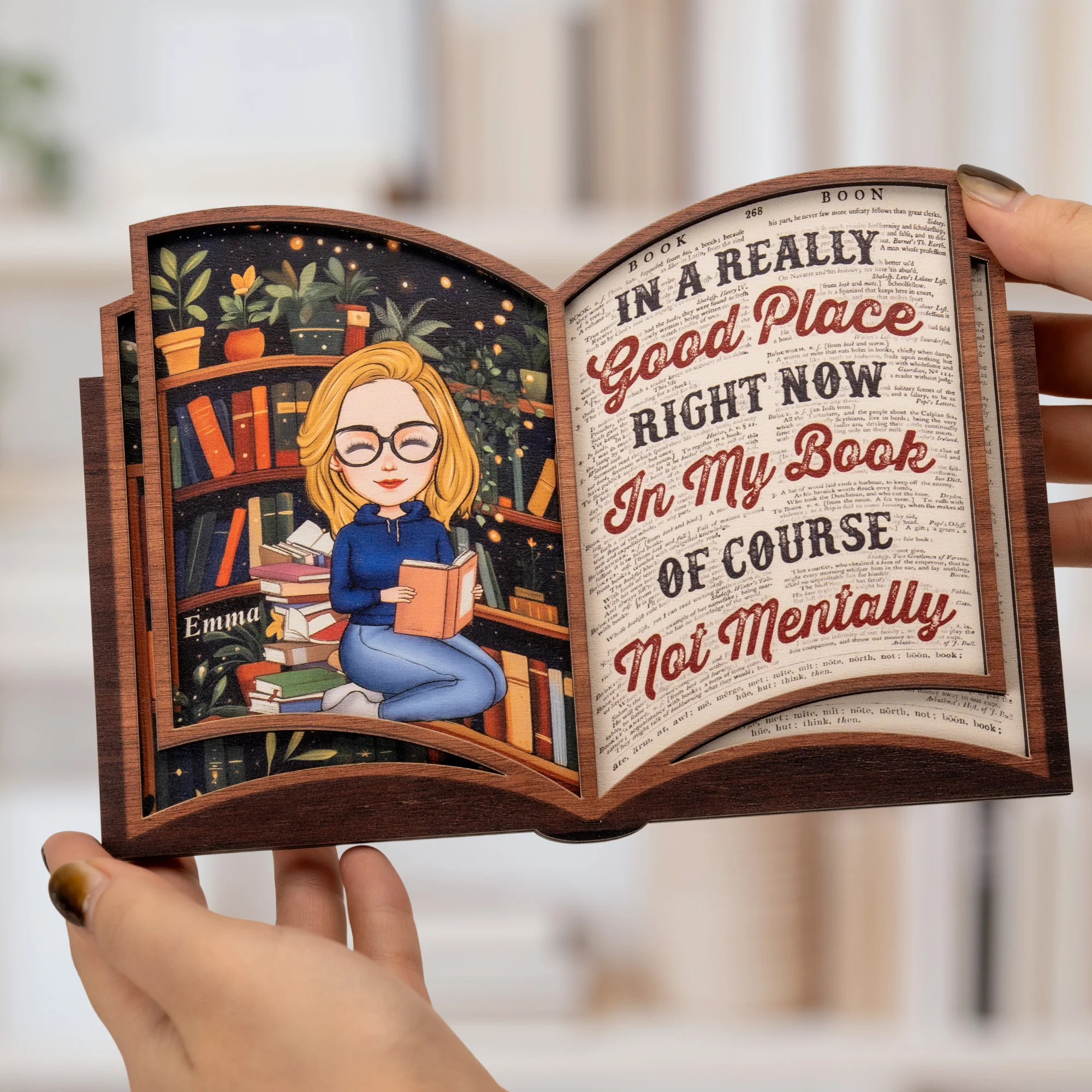 In A Really Good Place Gift For Book Lovers - Personalized Wooden Plaque - Image 5