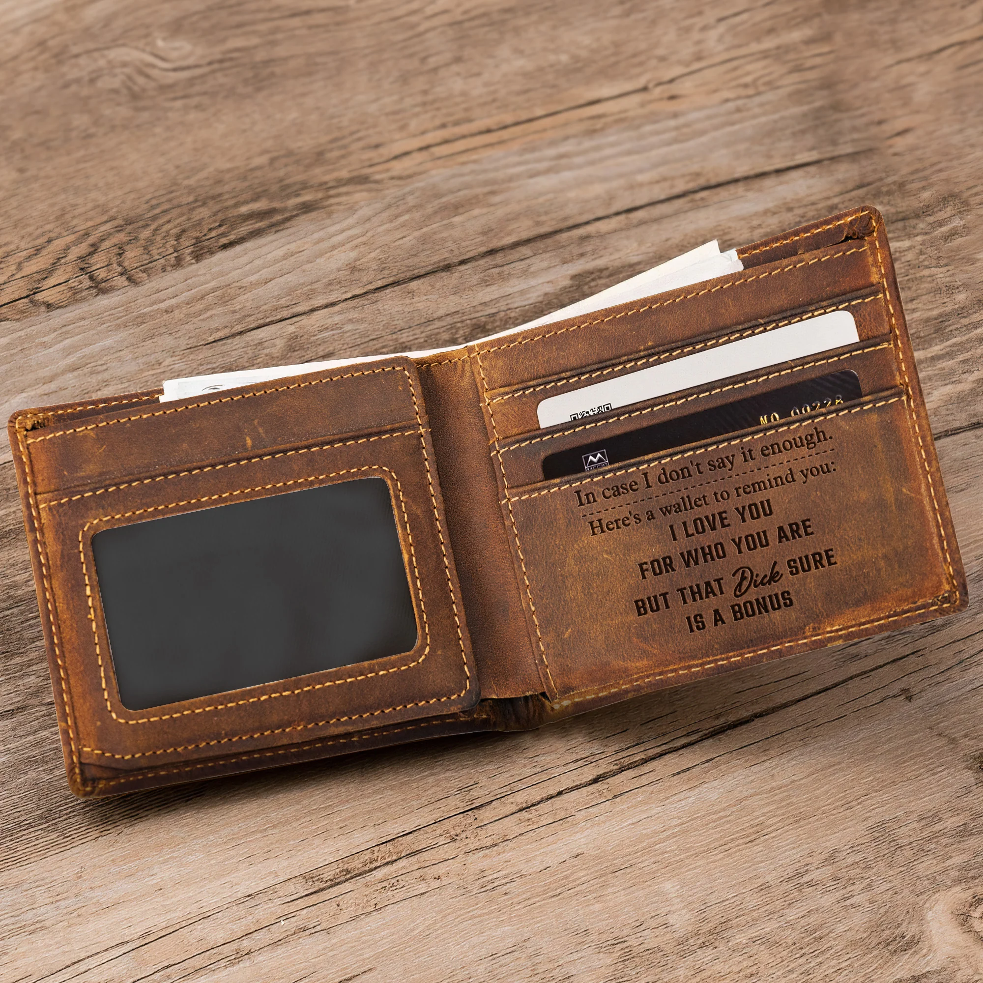 In Case I Don't Say It Enough, Here's A Wallet To Remind You - Naughty Spicy Gift For Him - Personalized Leather Wallet - Image 6