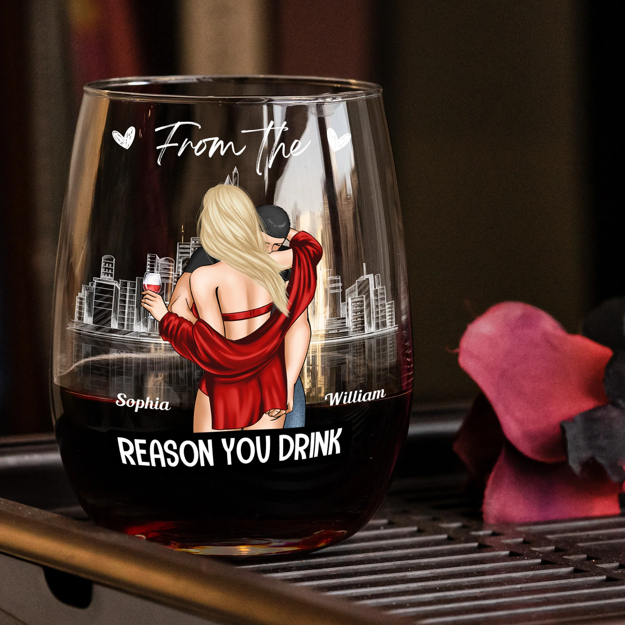 In Case I Don't Say It Enough, Here's Your Reminder - Gifts For Husband, BF - Personalized Stemless Wine Glass - Image 2