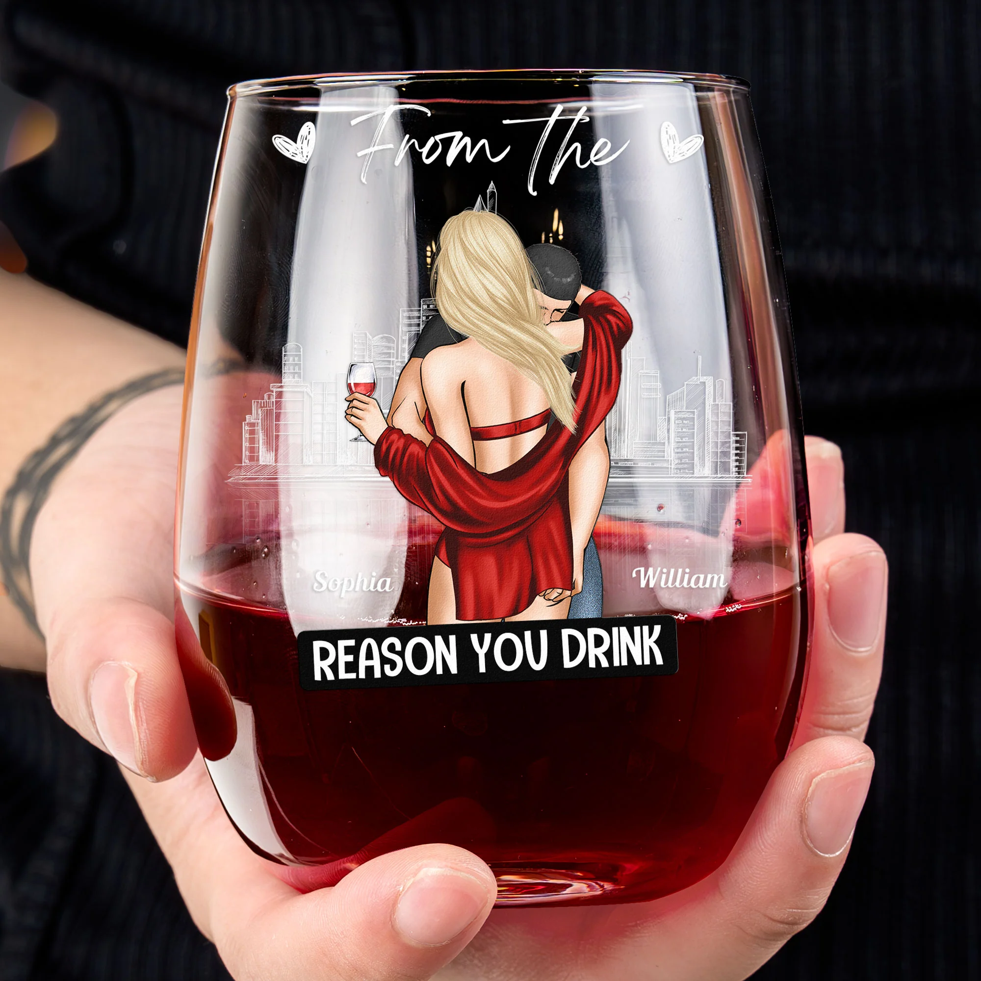 In Case I Don't Say It Enough, Here's Your Reminder - Gifts For Husband, BF - Personalized Stemless Wine Glass - Image 4
